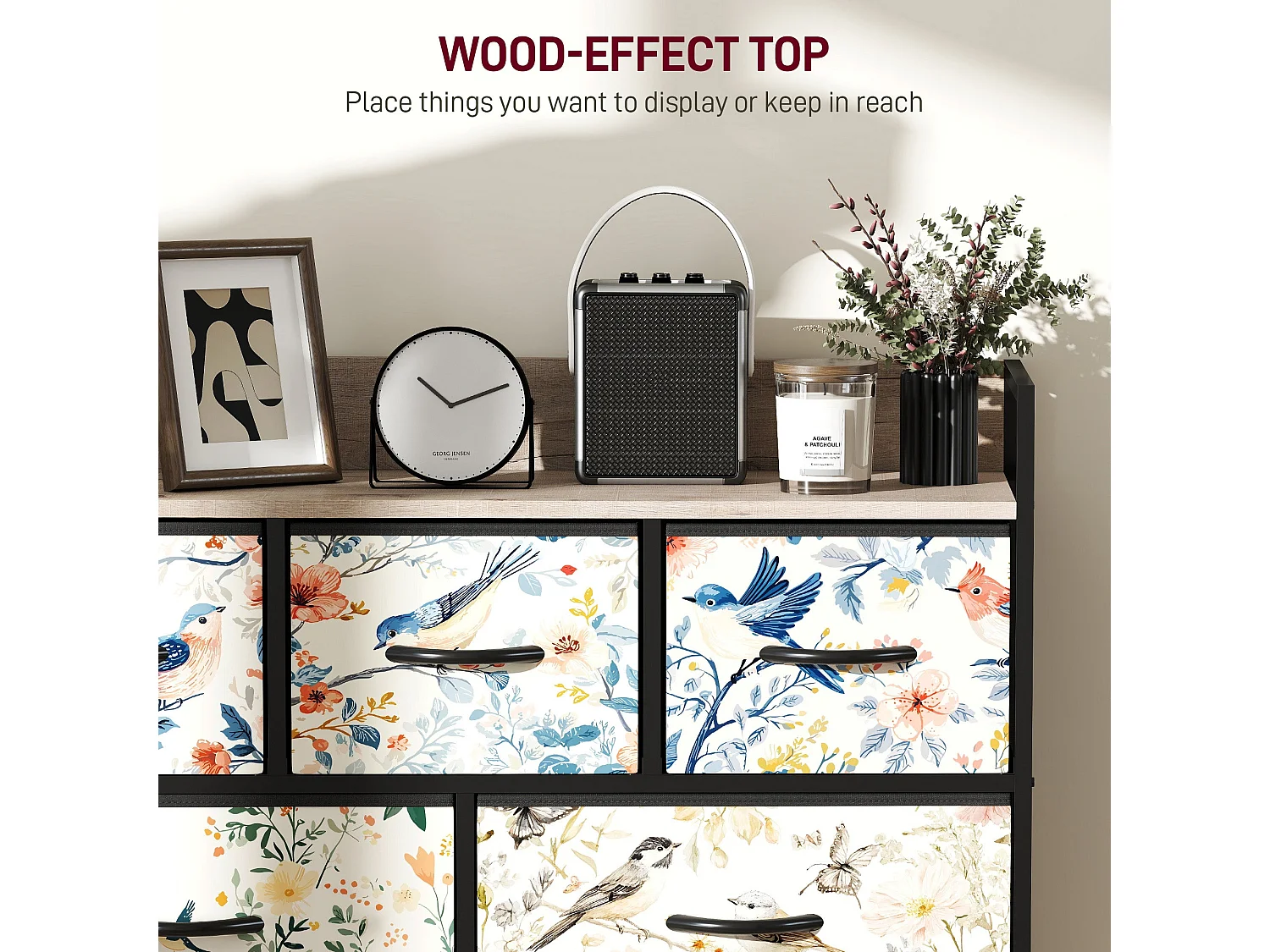 Tonona White 7 Drawer Fabric Chest Modern Storage Unit