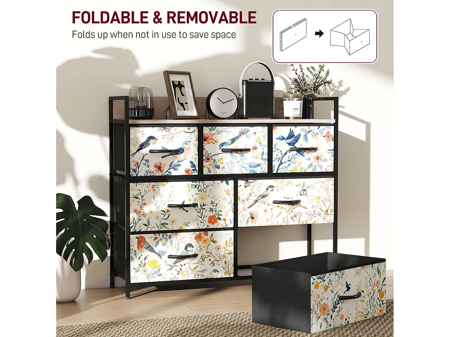Tonona White 7 Drawer Fabric Chest Modern Storage Unit