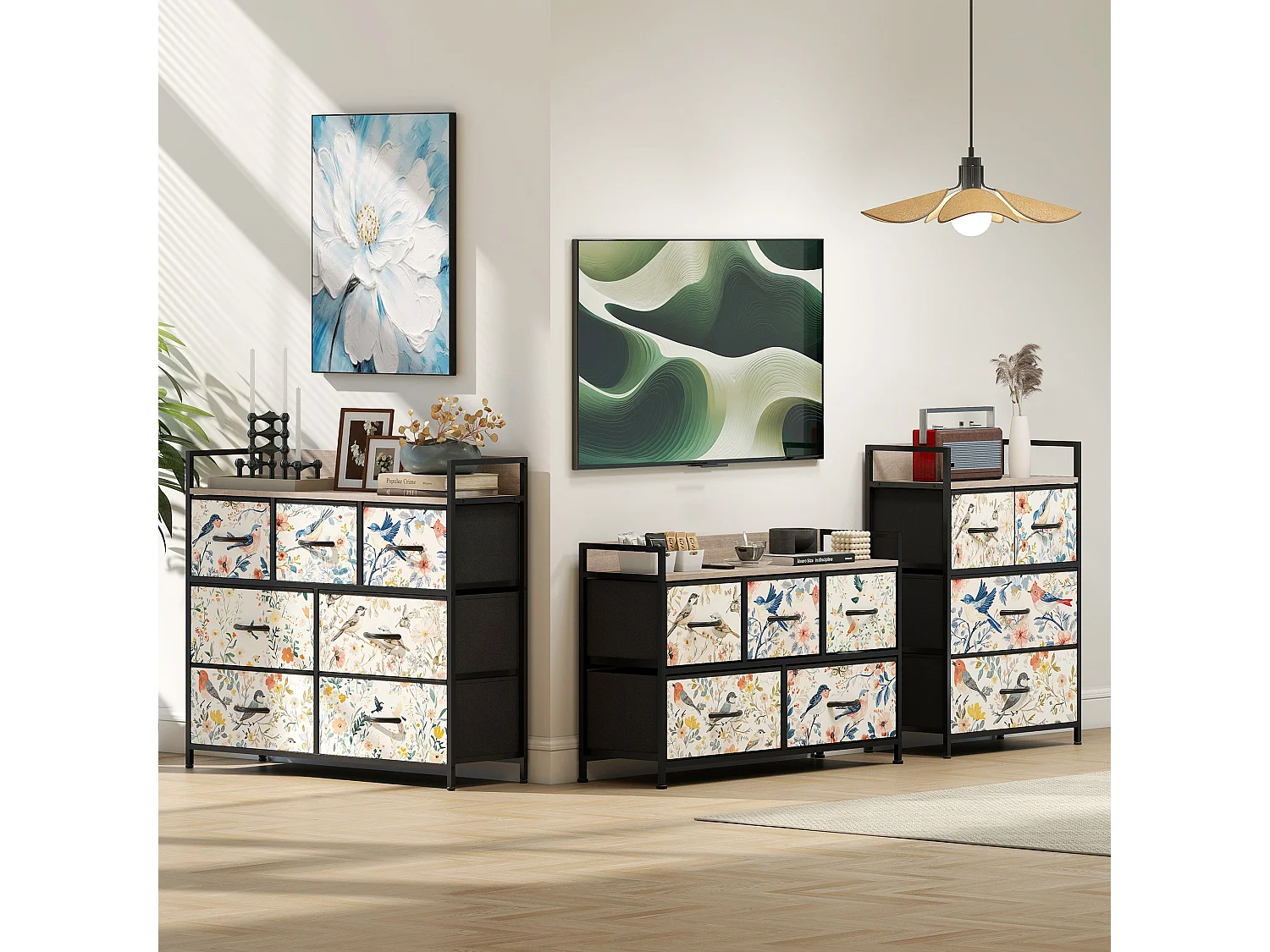 Tonona White 7 Drawer Fabric Chest Modern Storage Unit