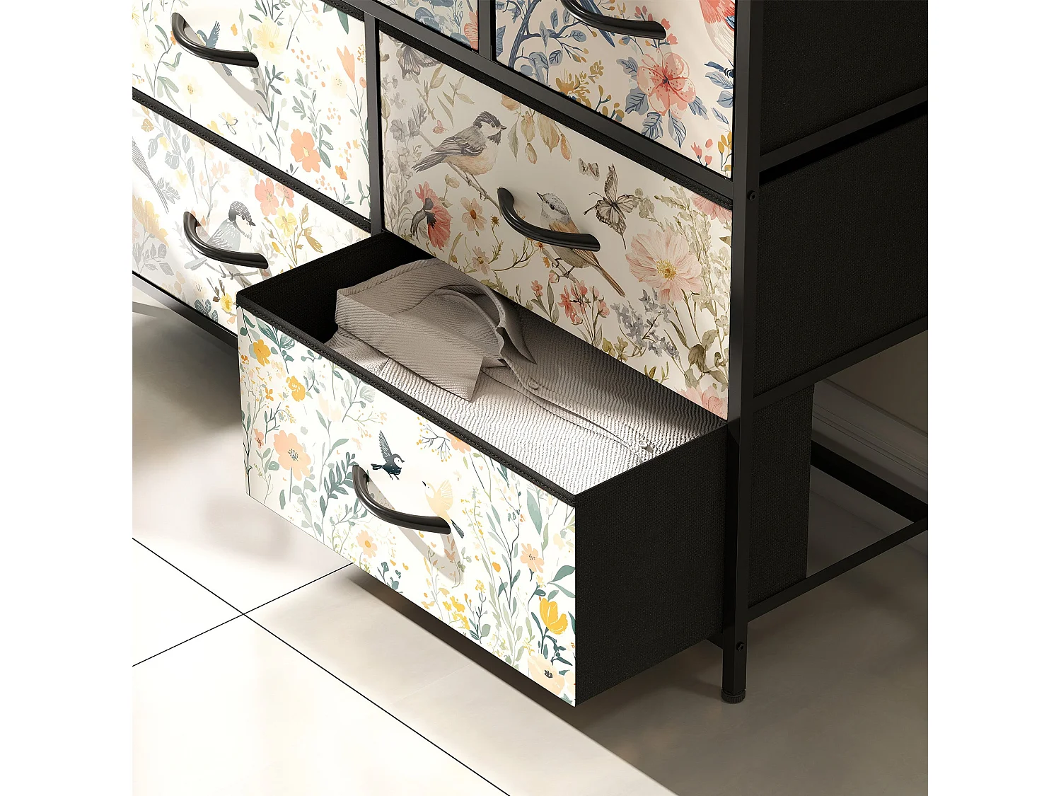 Tonona White 7 Drawer Fabric Chest Modern Storage Unit