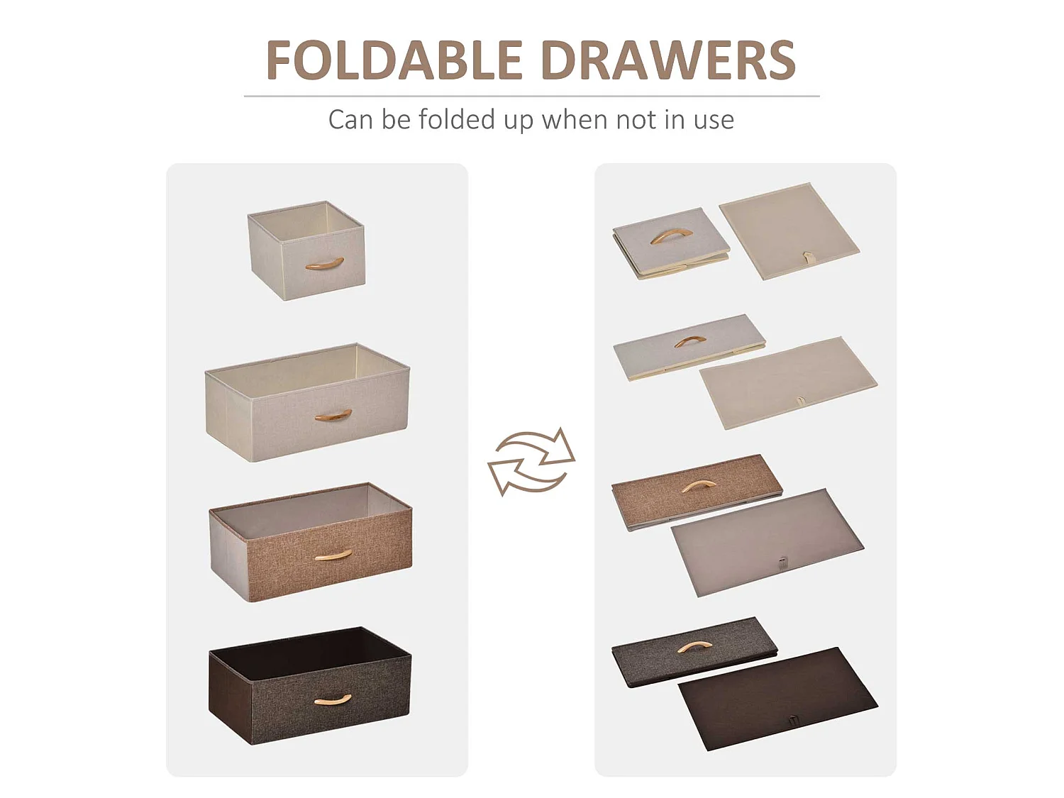 Neelvefa 5 Drawer Fabric Storage Tower with Steel Frame and Wood Effect Top