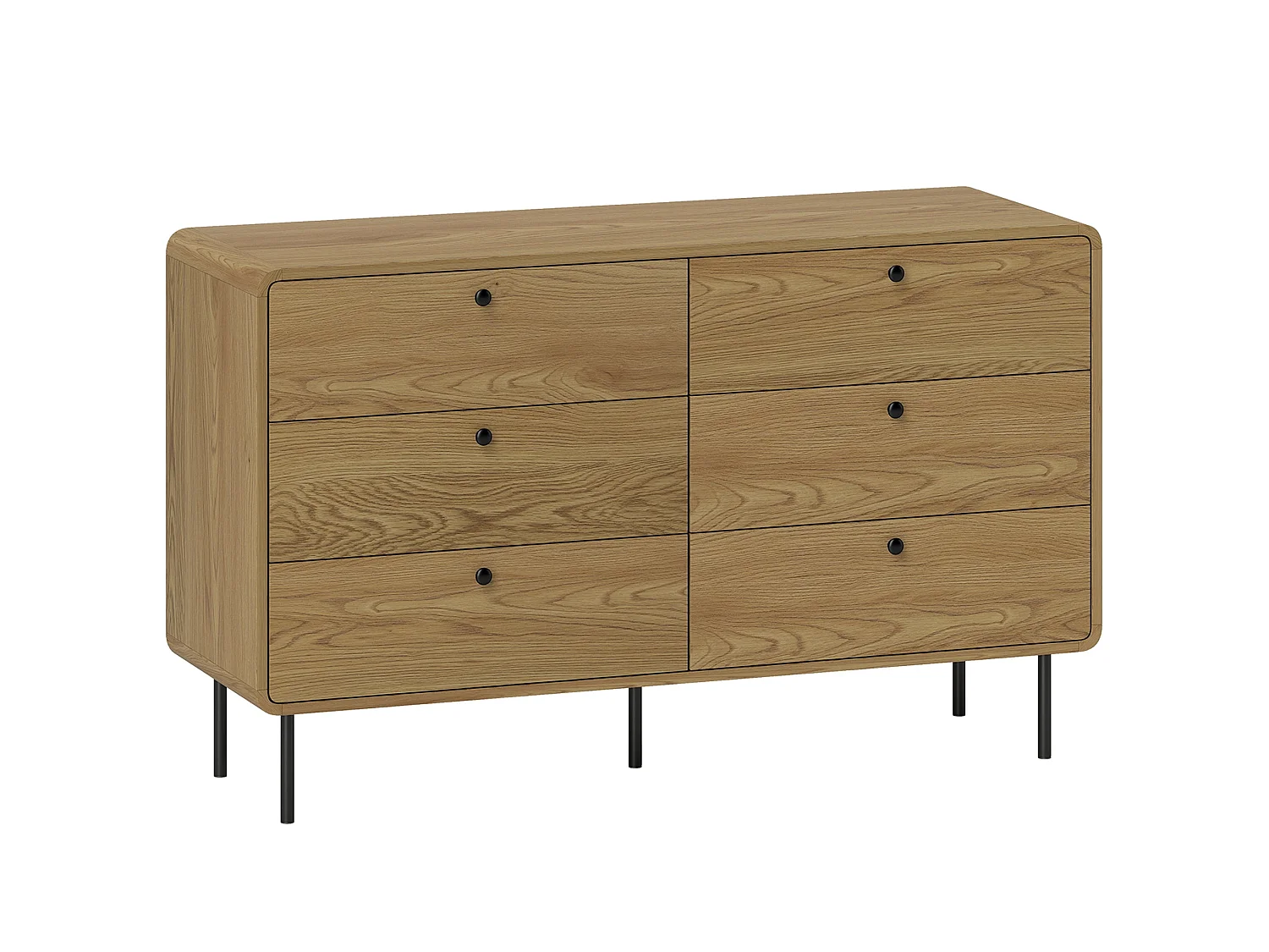 Naniba 6 Drawer Chest Oak Wood Effect Finish 120x40x75cm