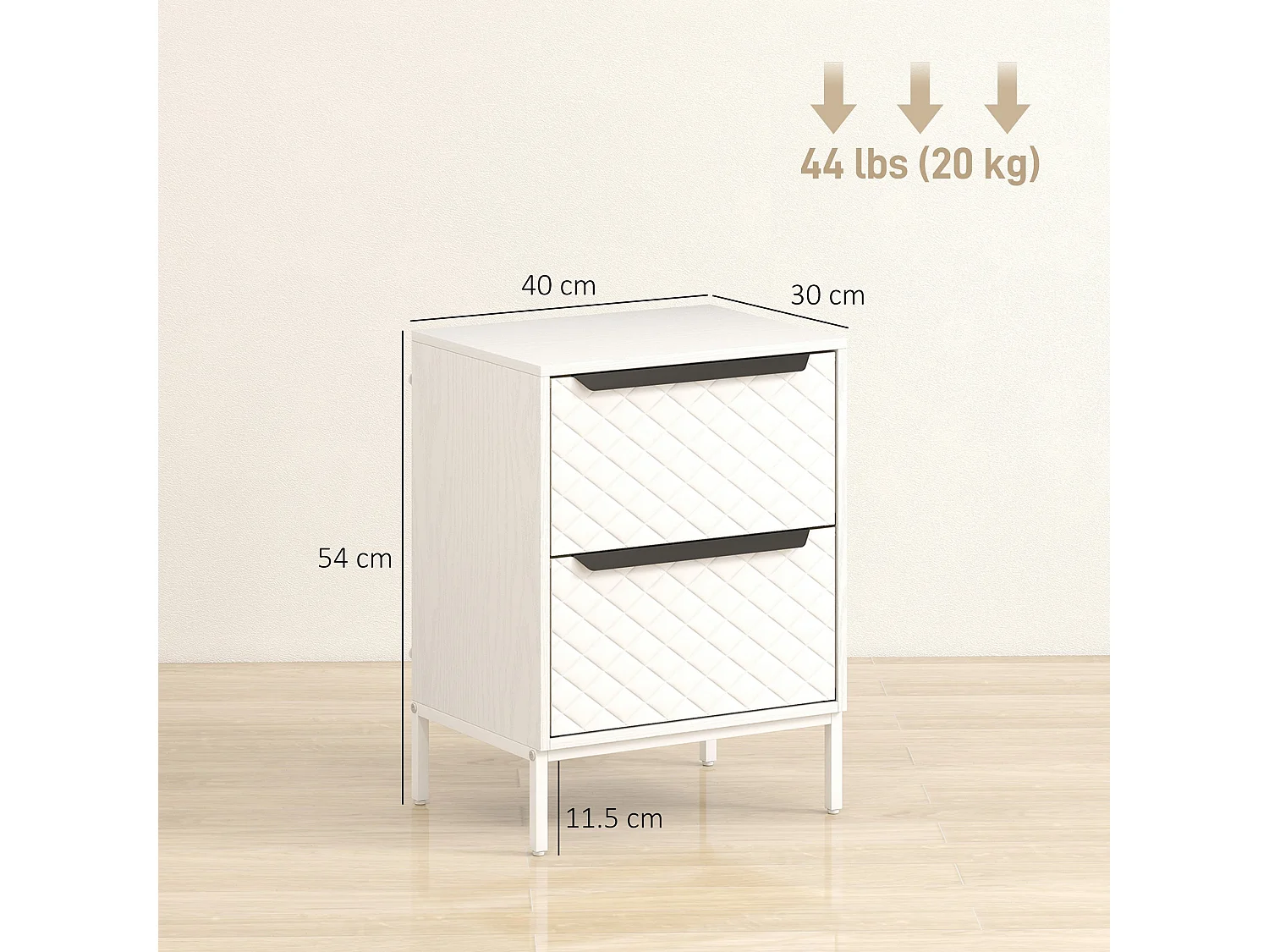 Farayo 2 Drawer Fabric Storage Dresser White Metal Base