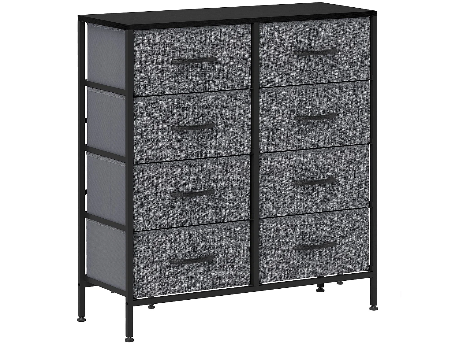 Sarofi 8 Drawer Industrial Storage Dresser Black Fabric Drawers Steel Frame
