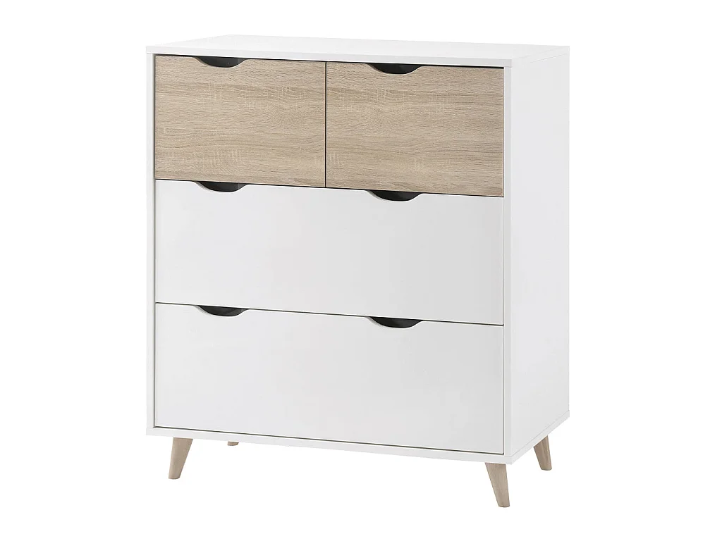 Skerries 4 Drawer Chest Matt White with Natural Oak Panels