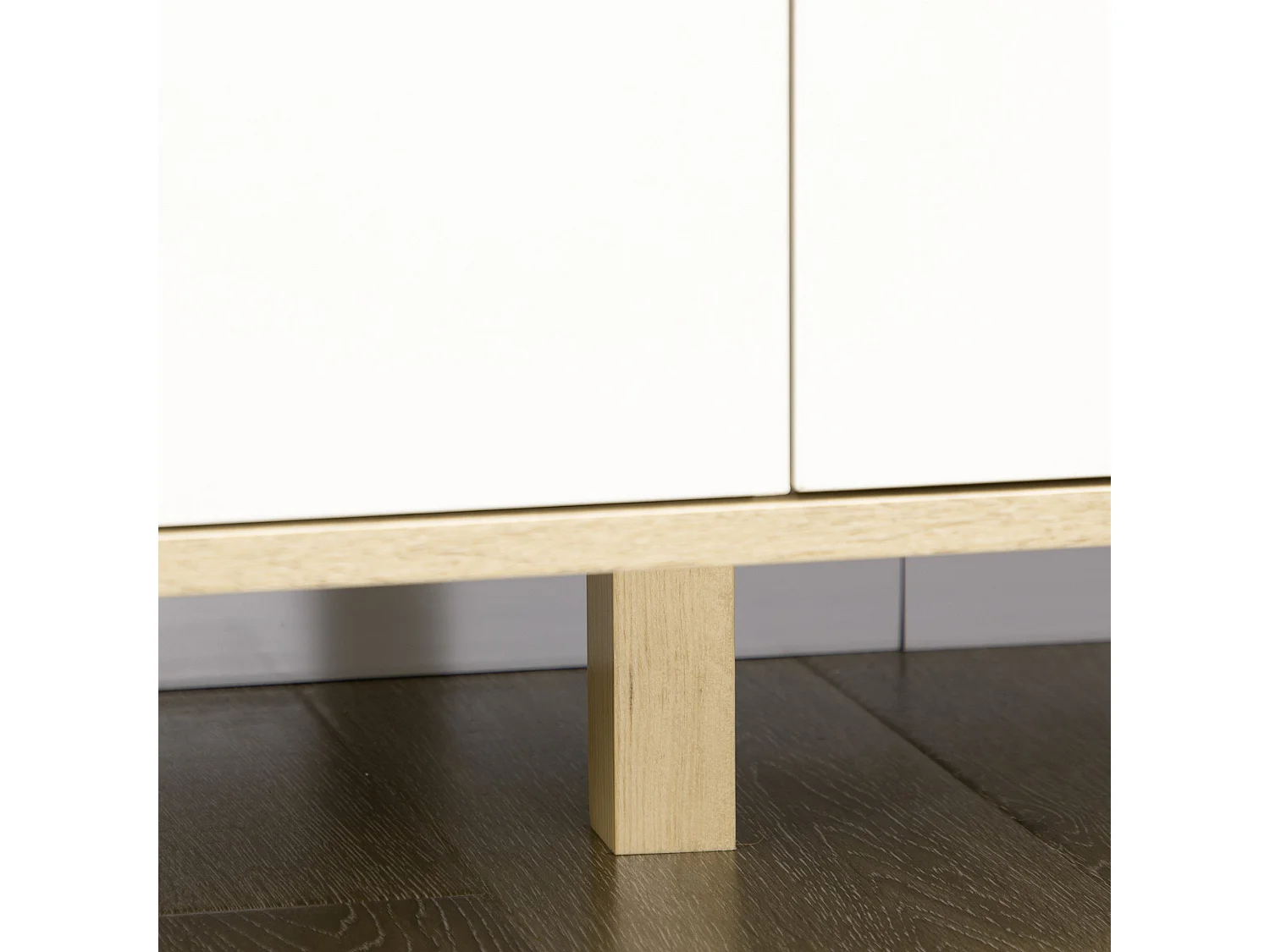Valu Natural Wood and White 6 Drawer Wide Chest with Wooden Legs