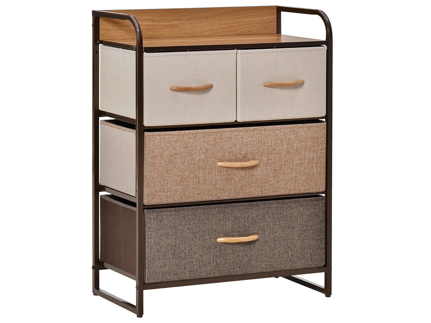 Matilda 4 Drawer Fabric Storage Tower with Wood Effect Top and Black Steel Frame