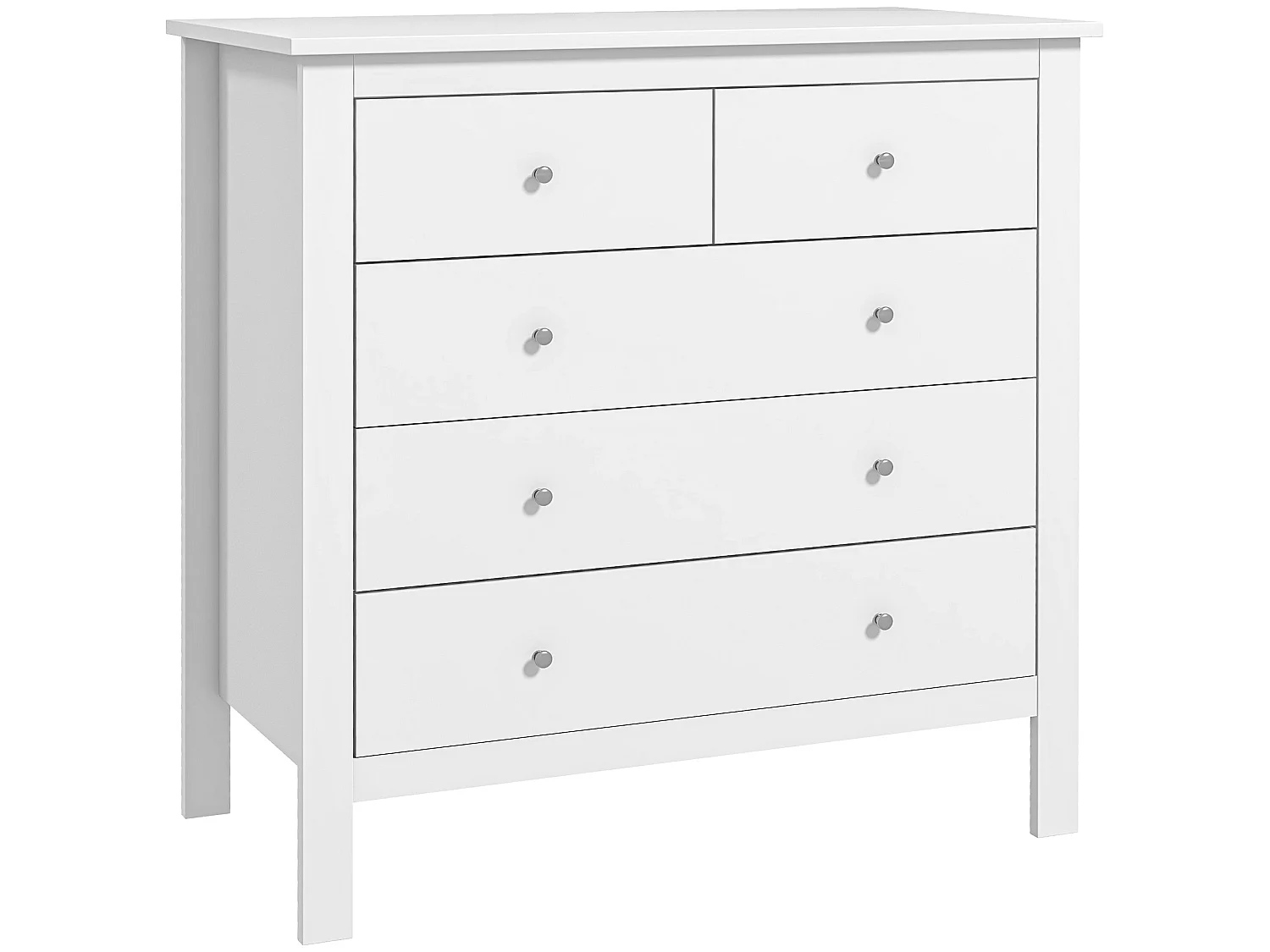 Kesumo White 5 Drawer Wide Chest for Bedroom Storage