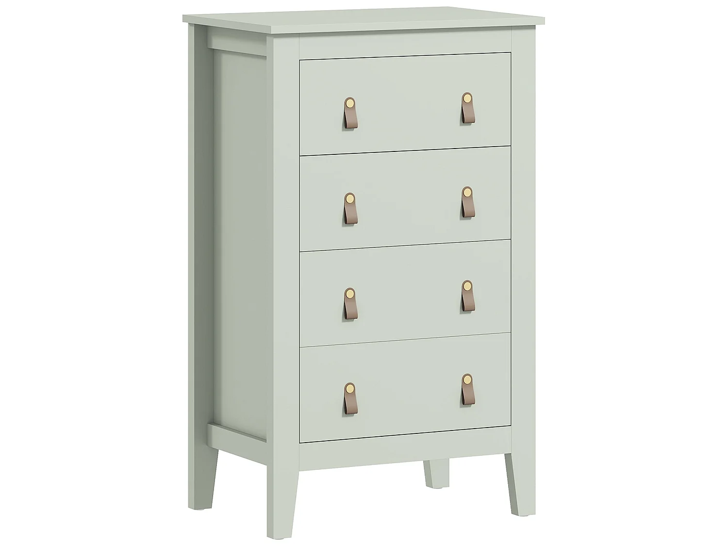 Viri Green 4 Drawer Modern Chest with Faux Leather Handles 60 x 40 x 98cm