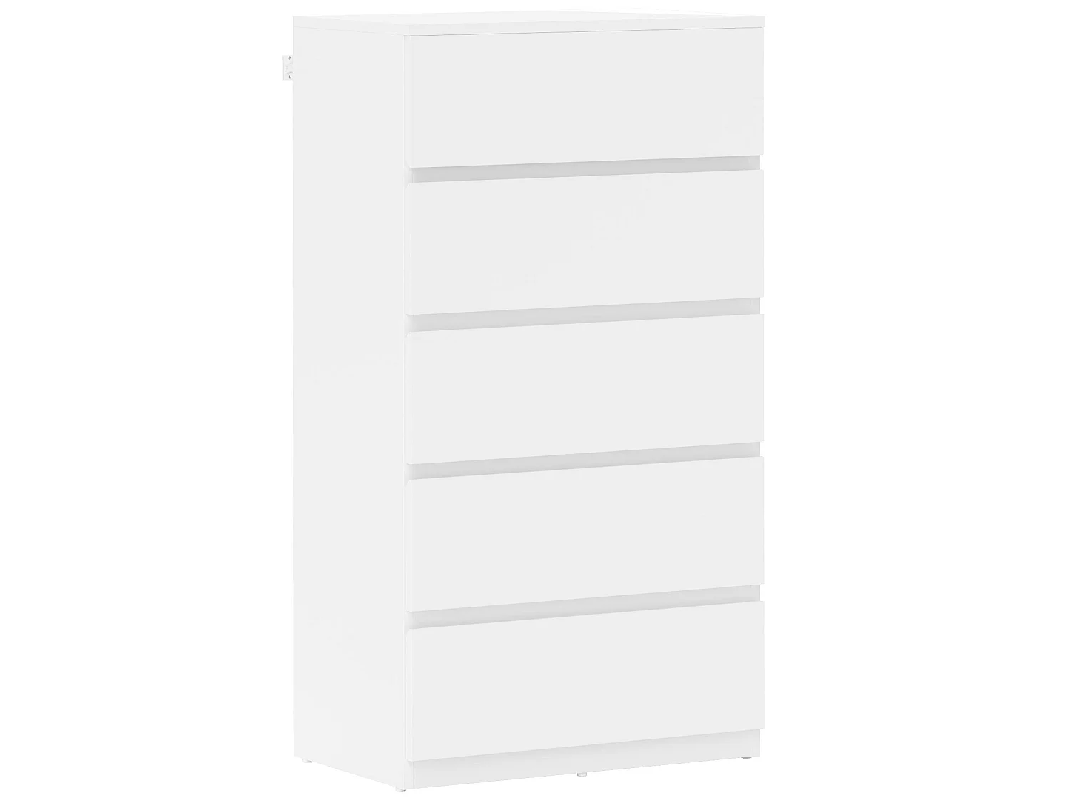 Staki 5 Drawer White Particleboard Chest Modern Handleless Storage