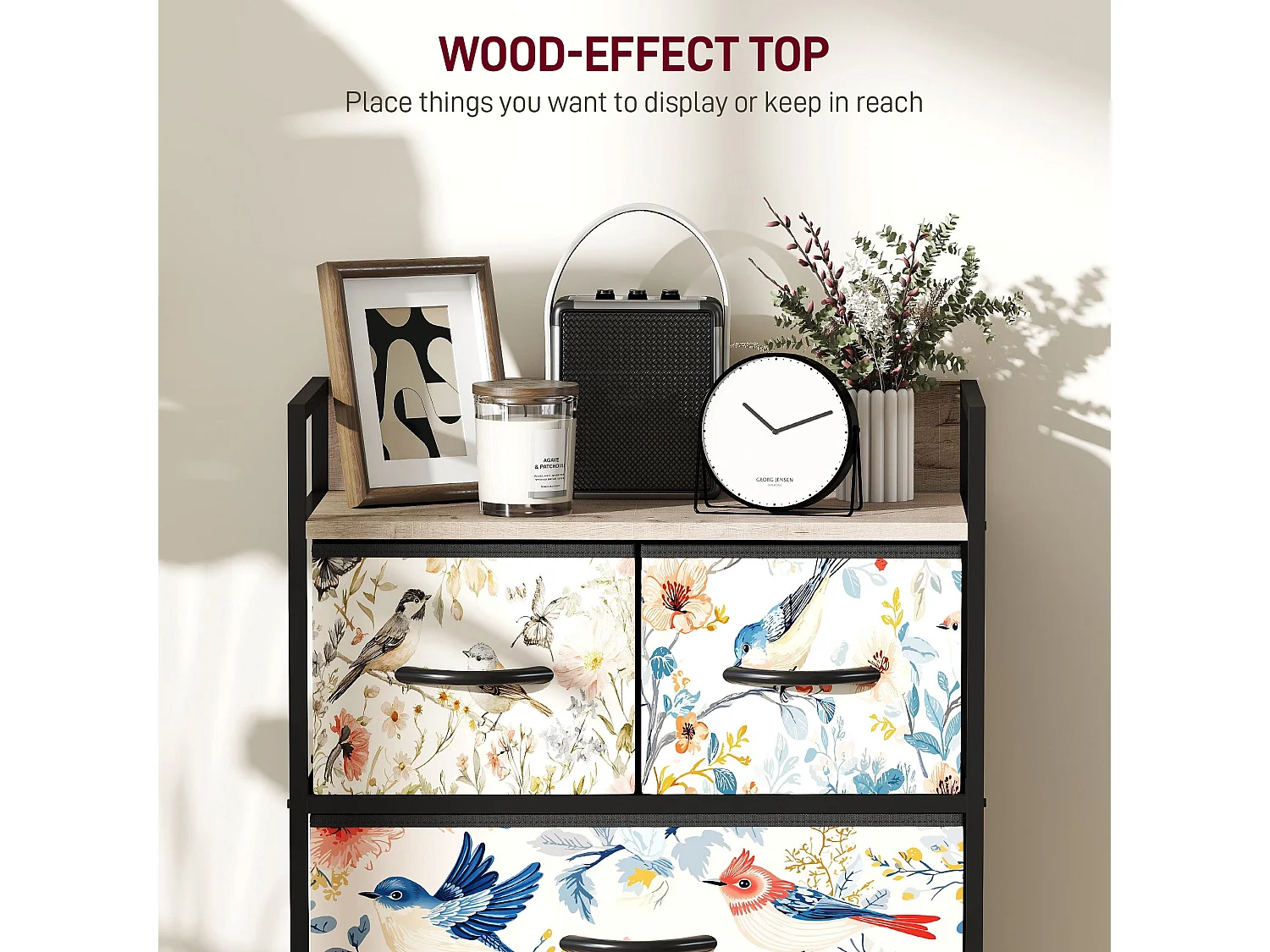 Tonona Wooden White 4 Drawer Storage Chest 60x29x85cm