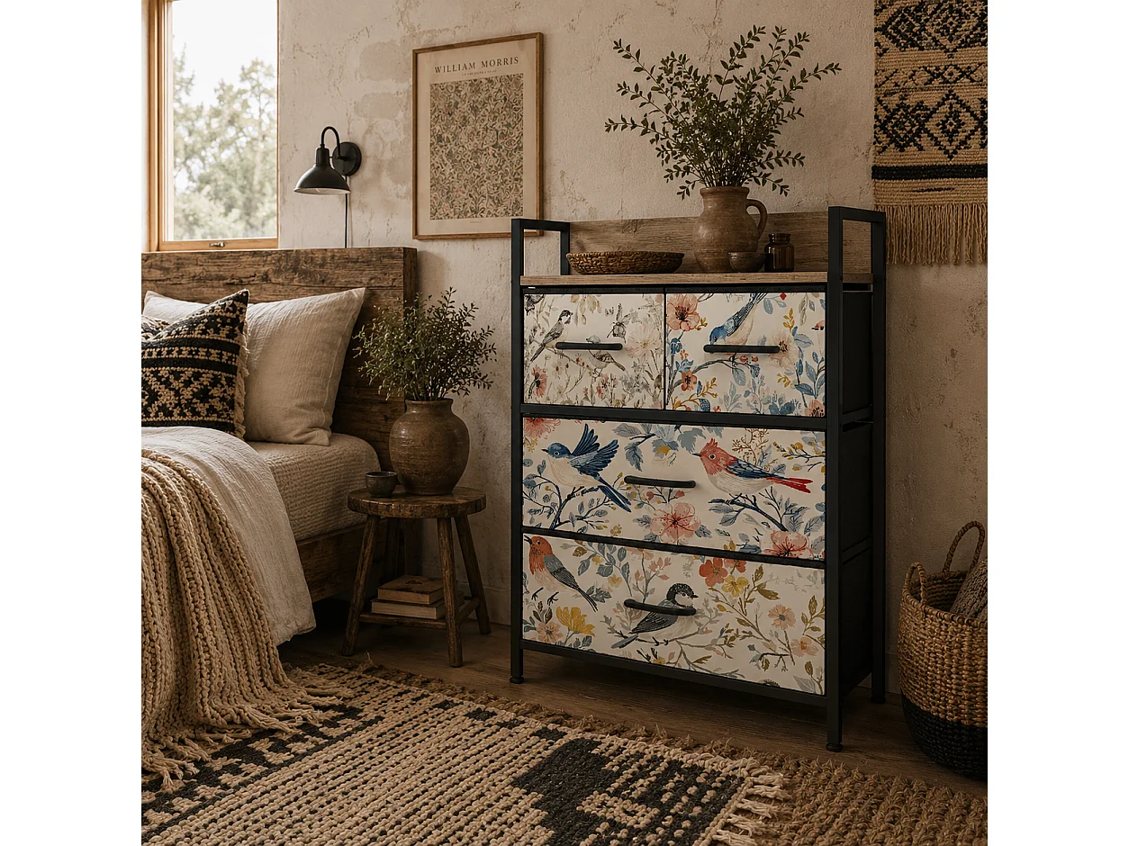 Tonona Wooden White 4 Drawer Storage Chest 60x29x85cm