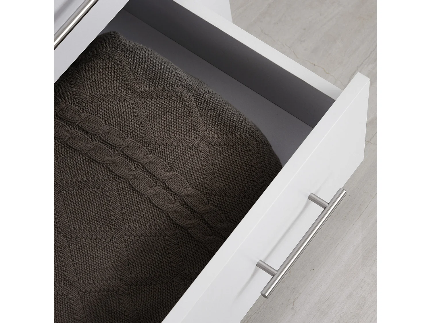 Moyota 4 Drawer White Storage Chest with Silver Metal Handles