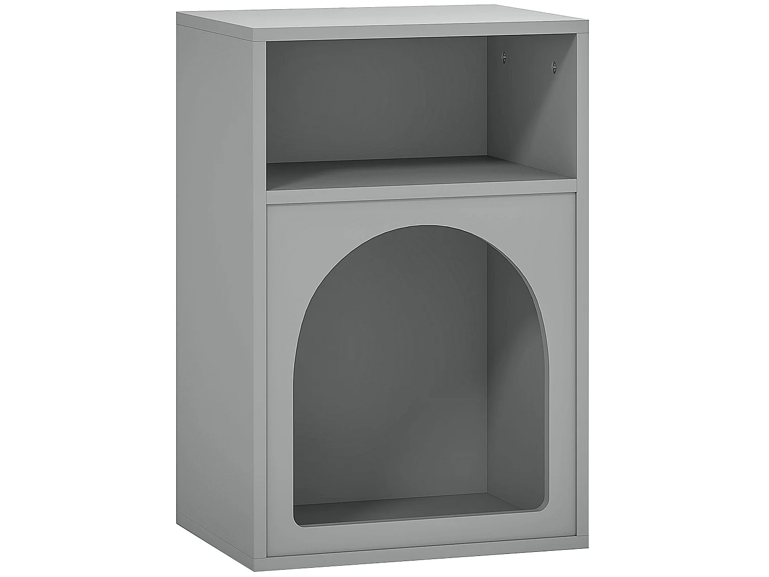 Sarayo Faco Grey Bedside Table 2 Open Compartments Arched MDF Design