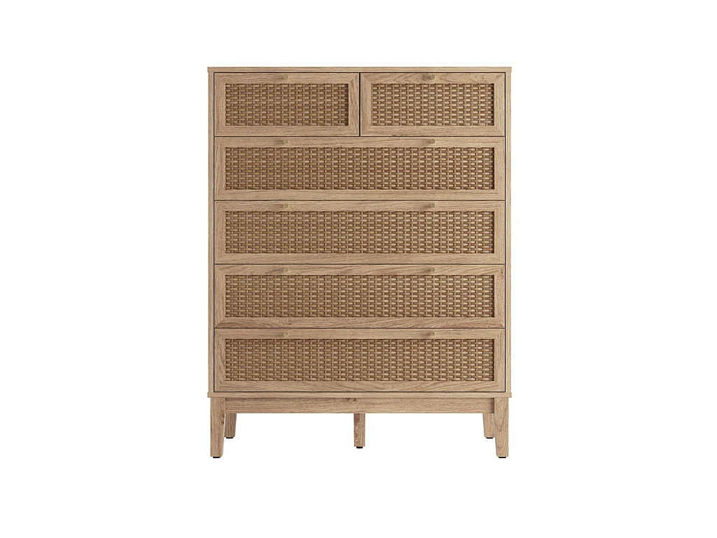 Waterford Oak and Rattan 6 Drawer Chest