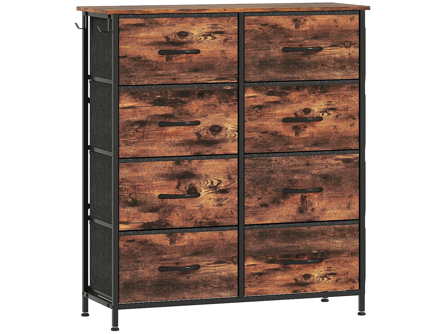 Nive 8 Drawer Rustic Brown Fabric and Metal Storage Chest