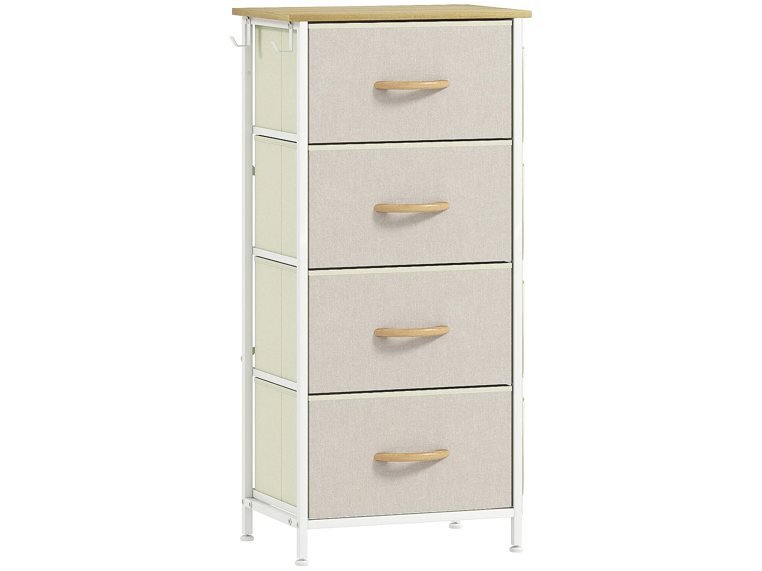 Limi 4 Drawer Fabric and Metal Chest Beige Slim Vertical Storage