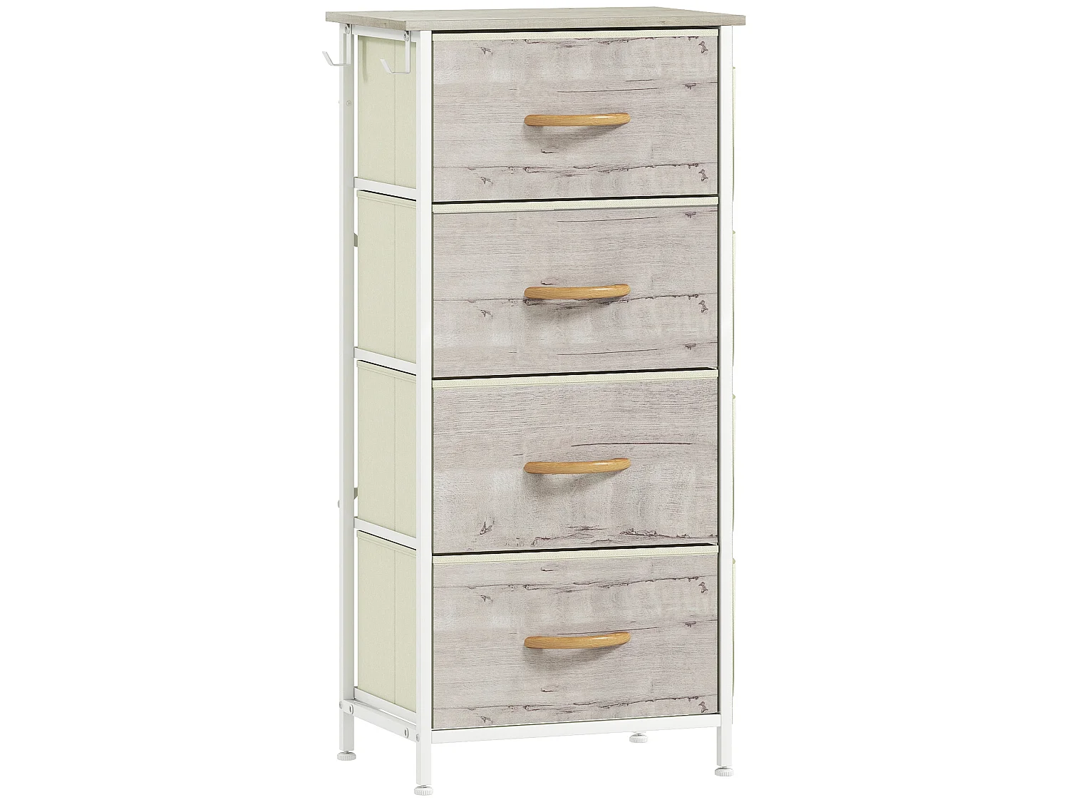 Kosatti 4 Drawer Fabric Storage Chest Natural Wood Finish