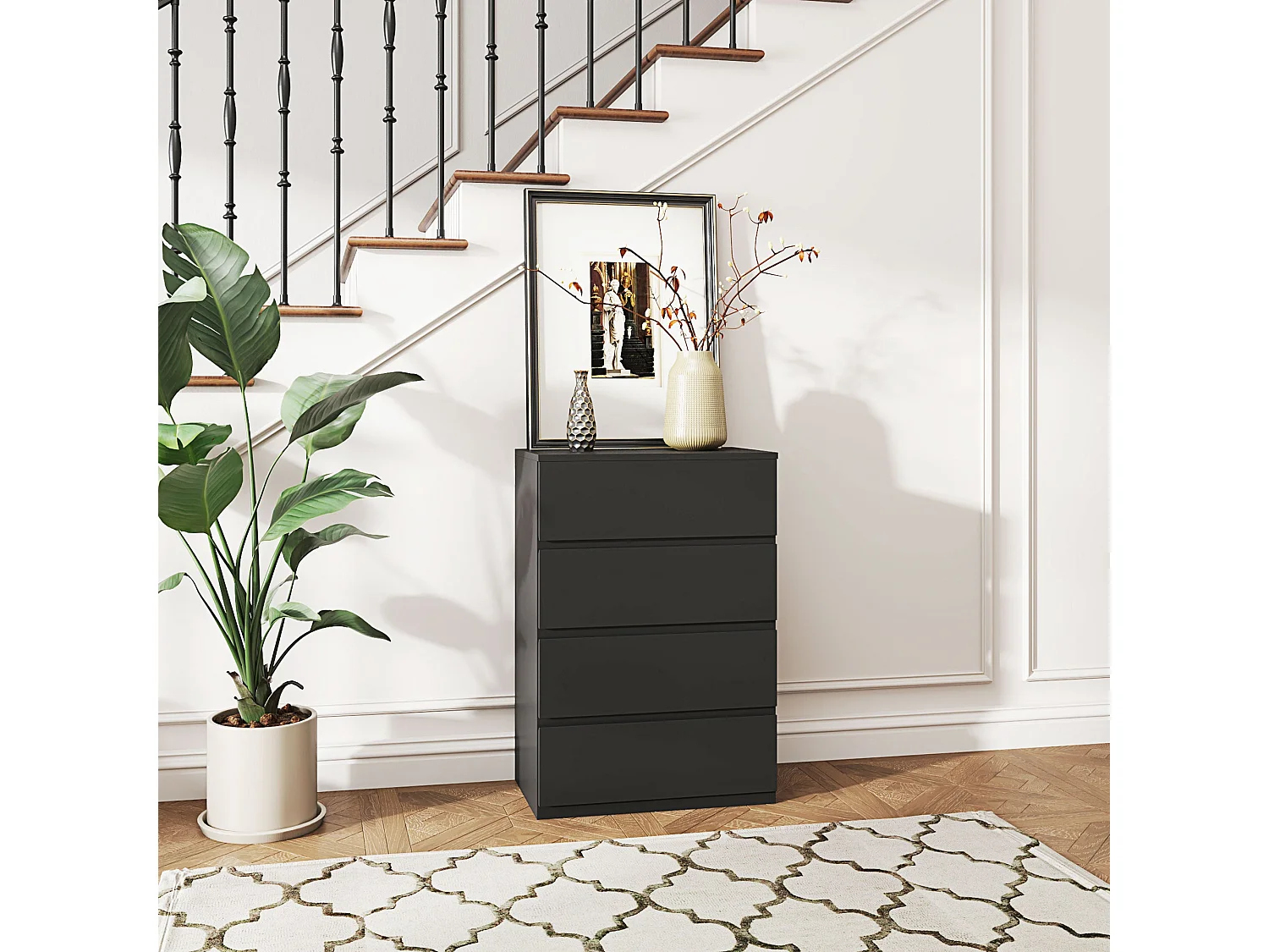 Retture 4 Drawer Modern Black Storage Chest