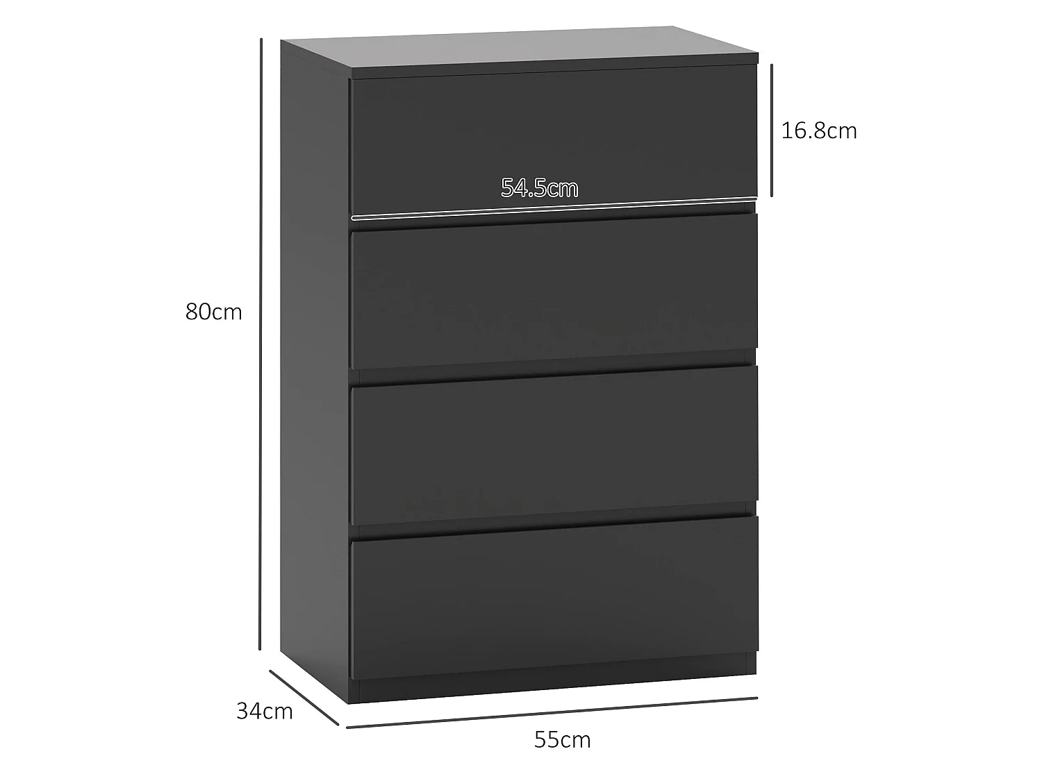 Retture 4 Drawer Modern Black Storage Chest