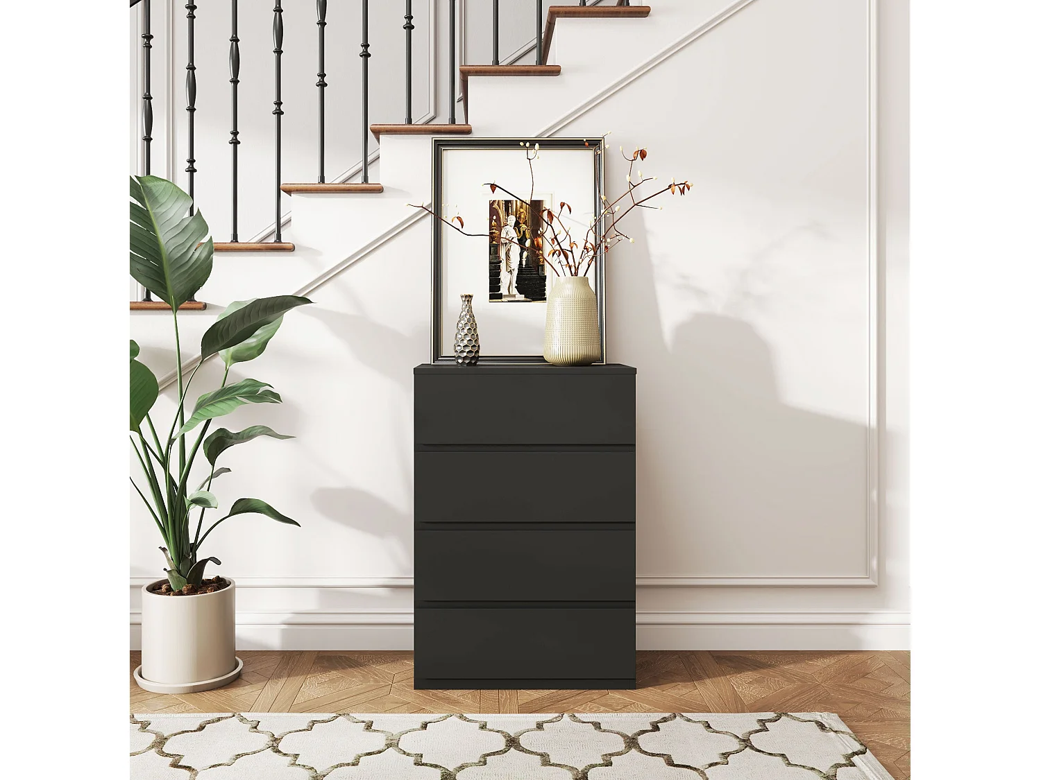 Retture 4 Drawer Modern Black Storage Chest