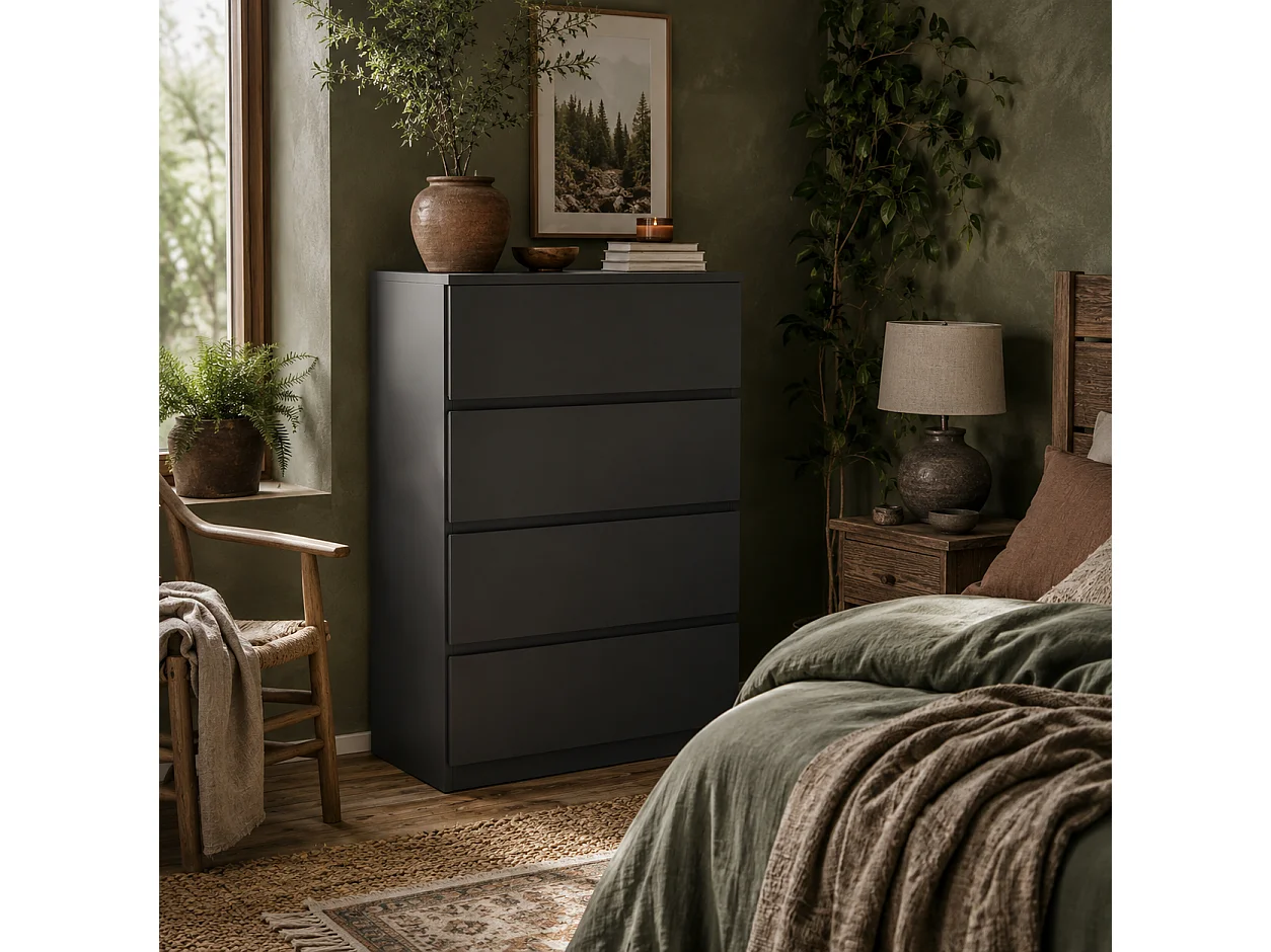 Retture 4 Drawer Modern Black Storage Chest