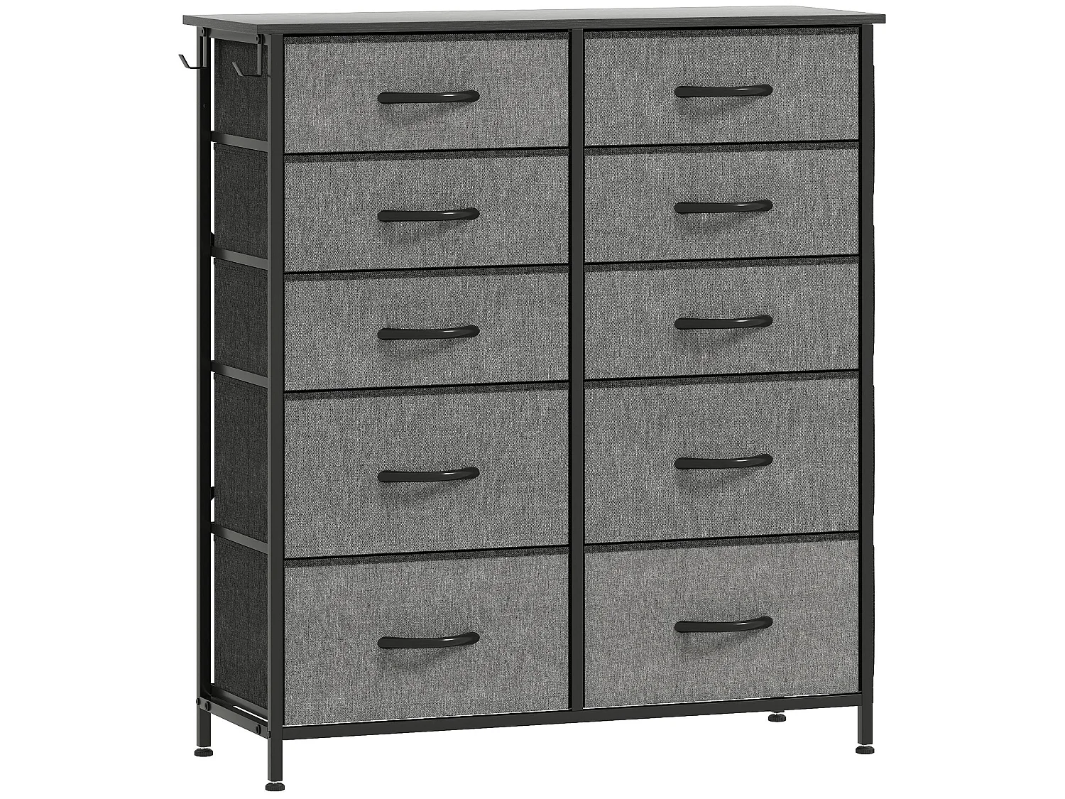 Babara Charcoal Grey Fabric and Metal 10 Drawer Storage Chest