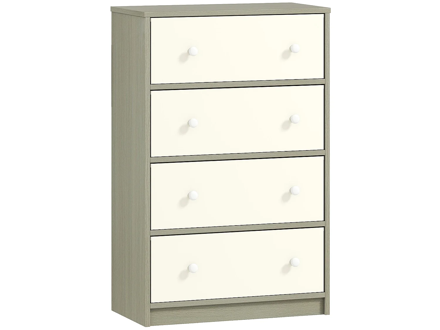 Cottola 4 Drawer Fabric Dresser White and Grey Metal Frame