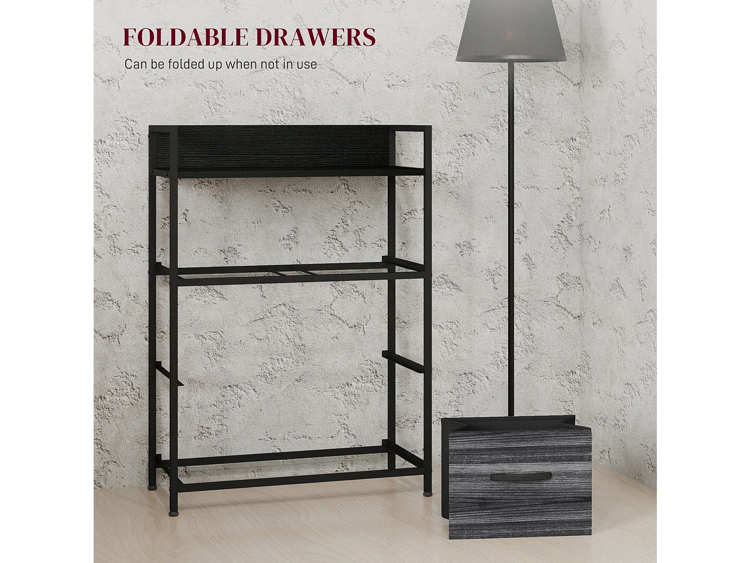 Kele 4 Drawer Fabric and Wood Storage Chest Black Industrial Rustic