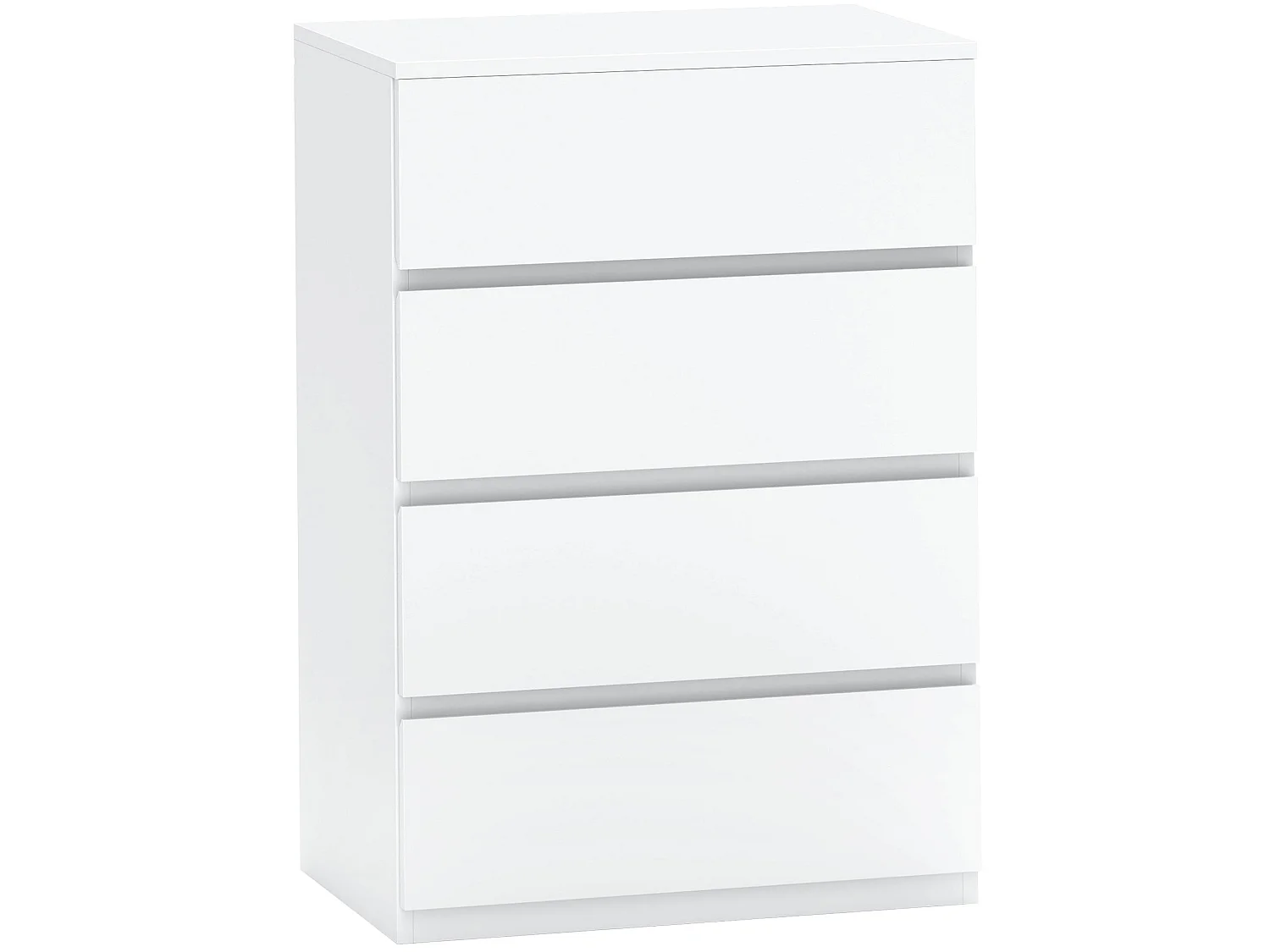 Lanodo 4 Drawer White Modern Storage Chest Particle Board Metal Rails Handleless Design