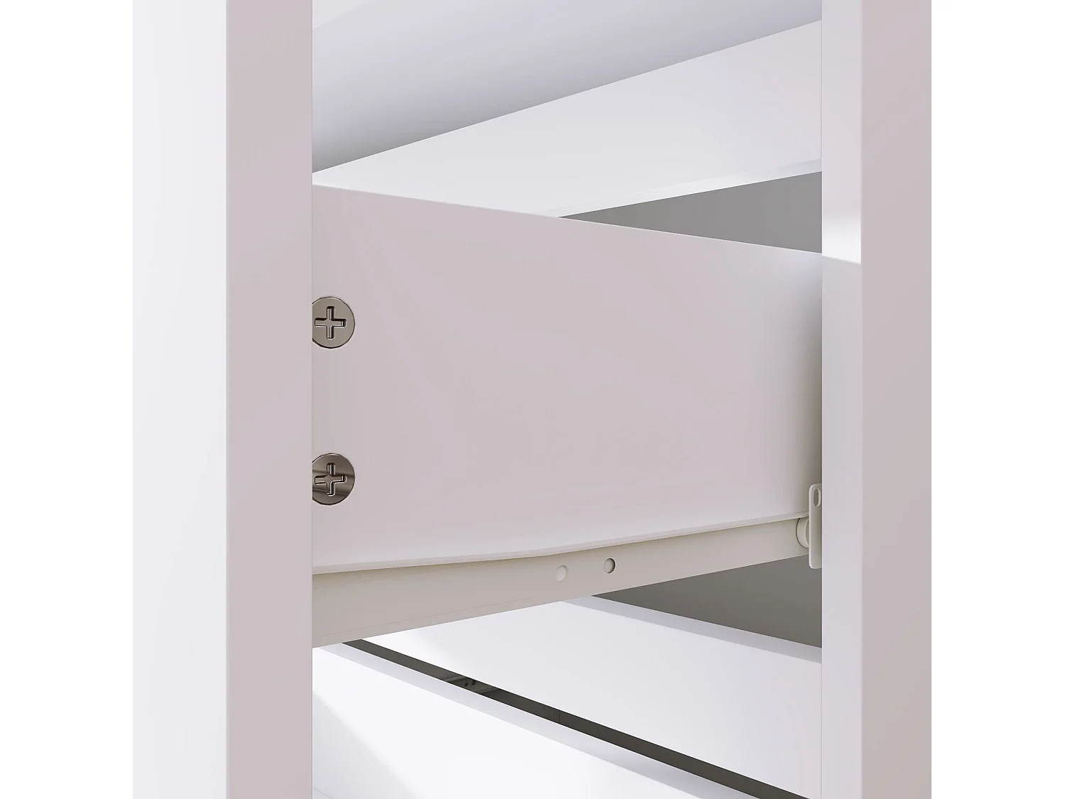 Lanodo 4 Drawer White Modern Storage Chest Particle Board Metal Rails Handleless Design