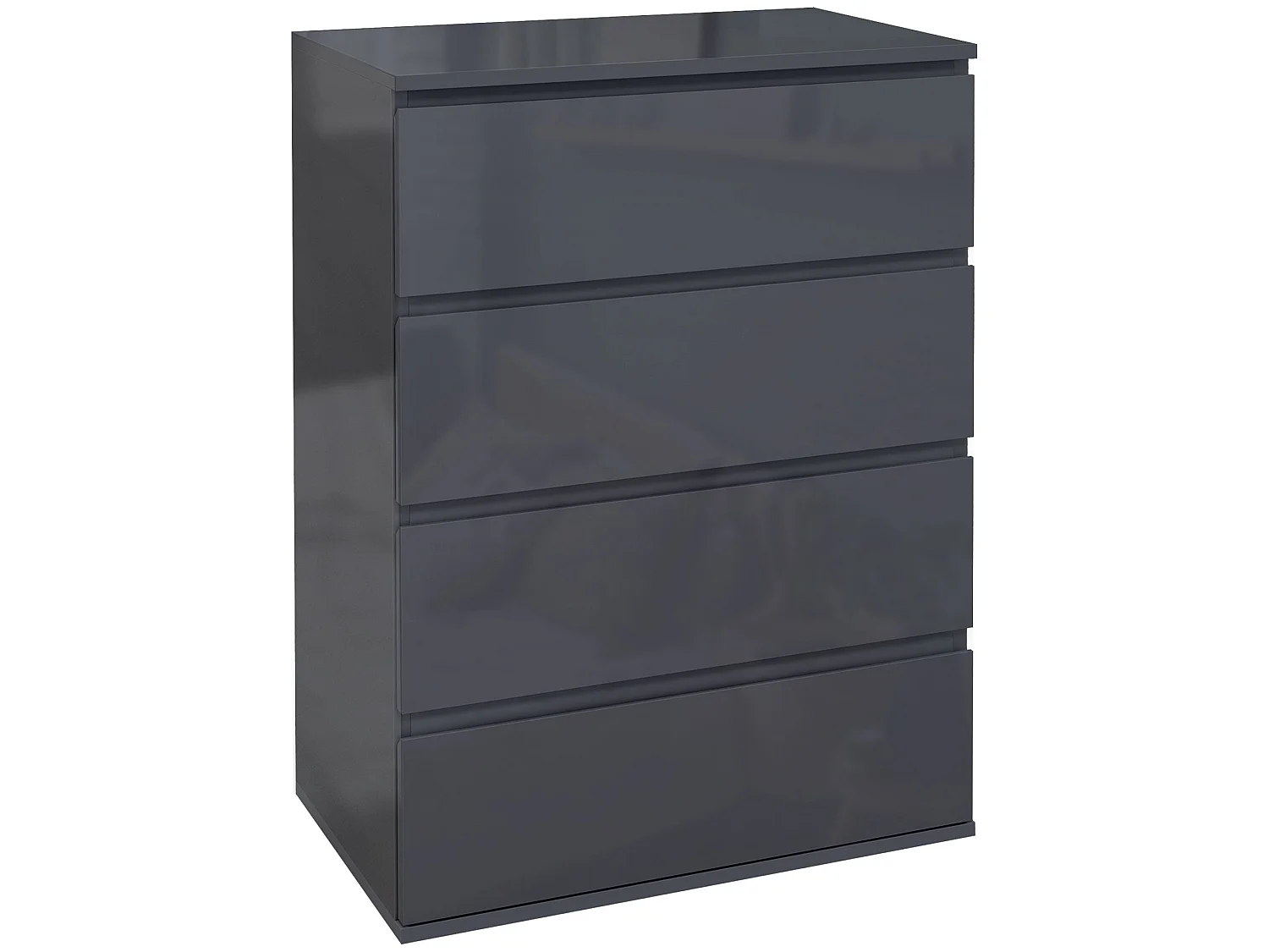 Valo Leha High Gloss Grey 4 Drawer Chest of Drawers with Modern Handleless Design