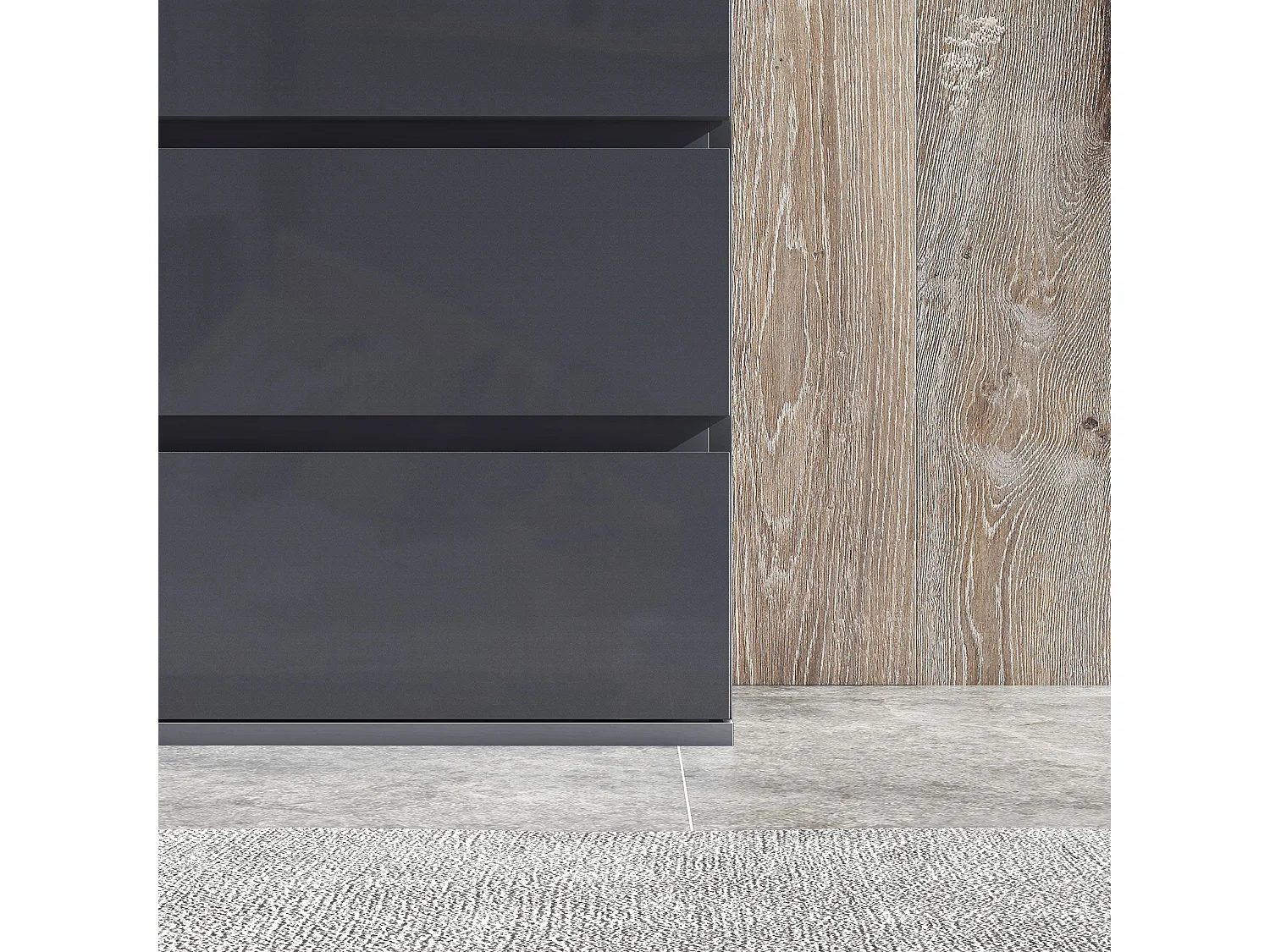Valo Leha High Gloss Grey 4 Drawer Chest of Drawers with Modern Handleless Design