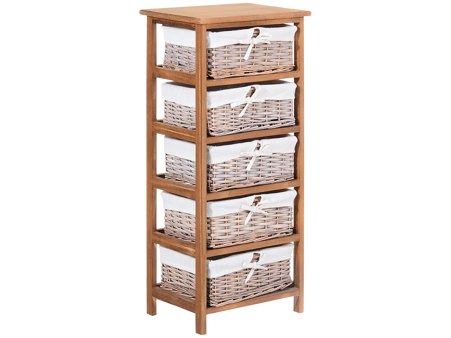 Yorila 5 Drawer Wicker Chest Natural Wood Finish