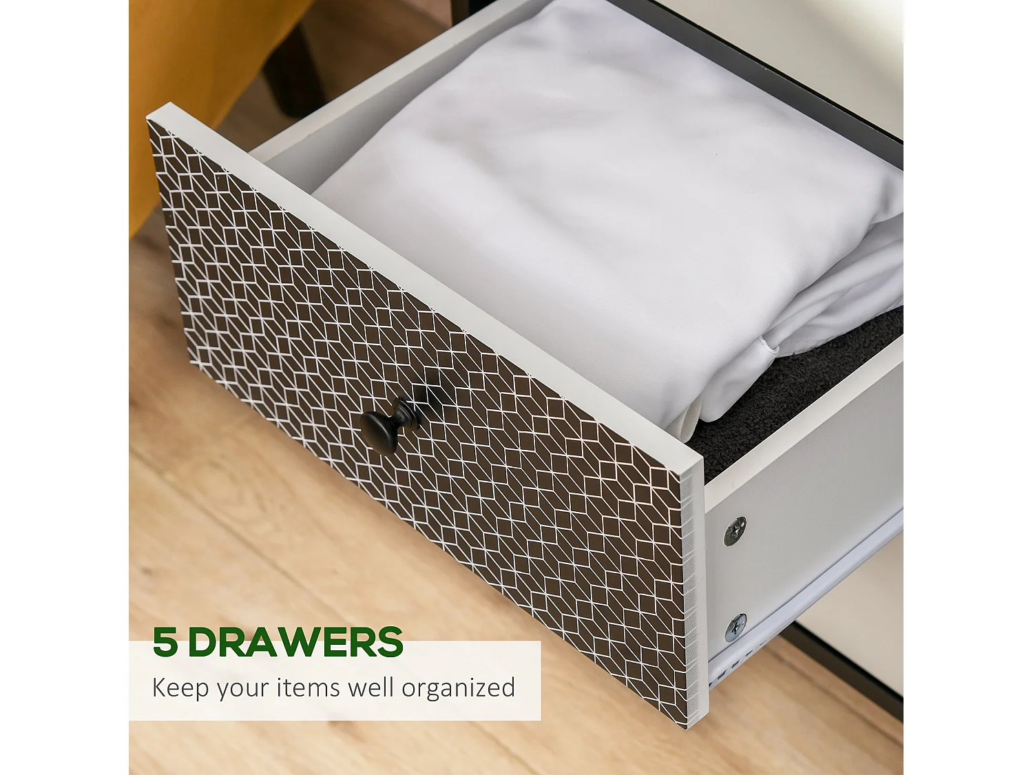 Rerora Scandi Monochrome 5 Drawer Vertical Storage Chest Black and Grey