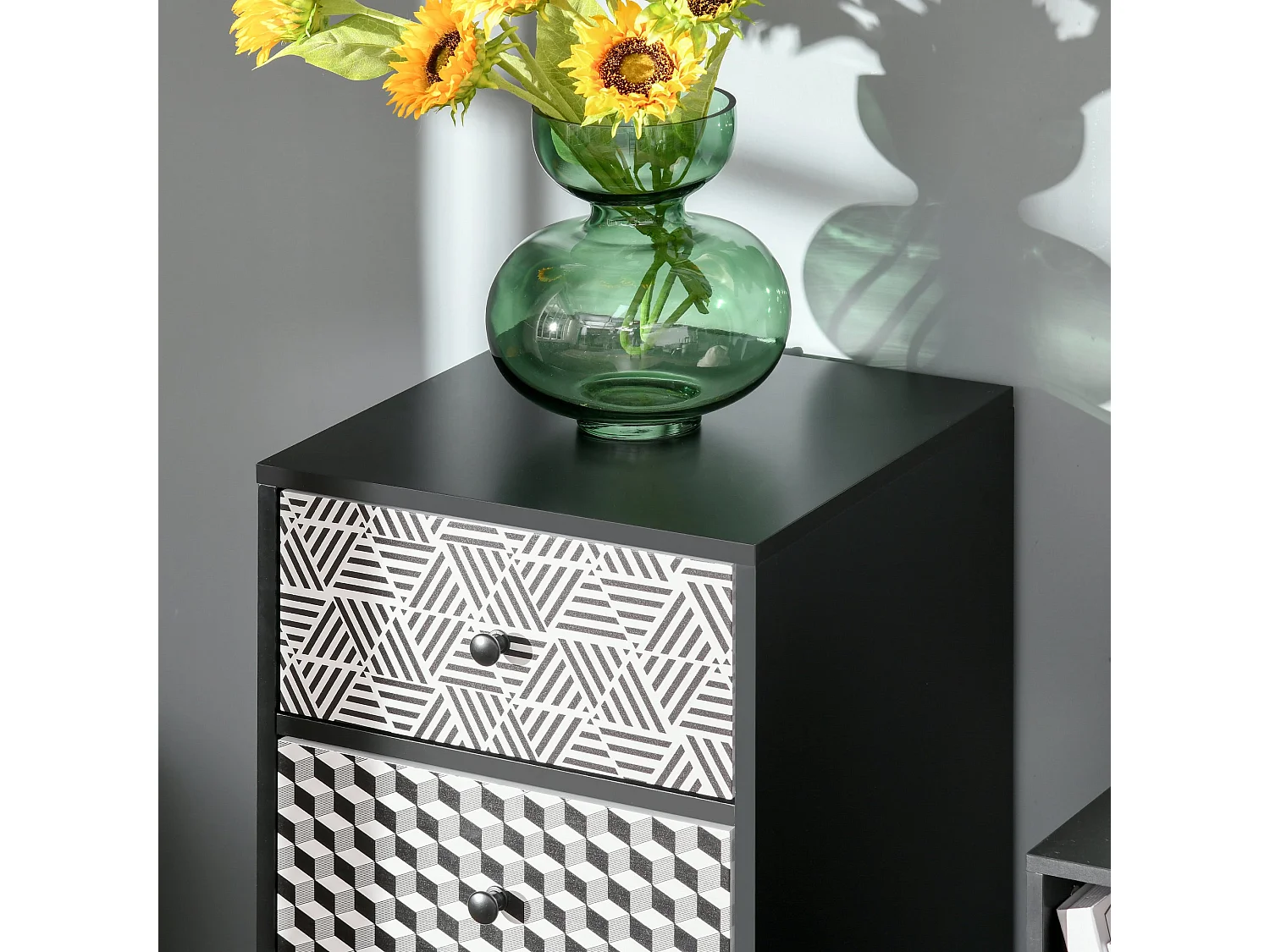 Rerora Scandi Monochrome 5 Drawer Vertical Storage Chest Black and Grey