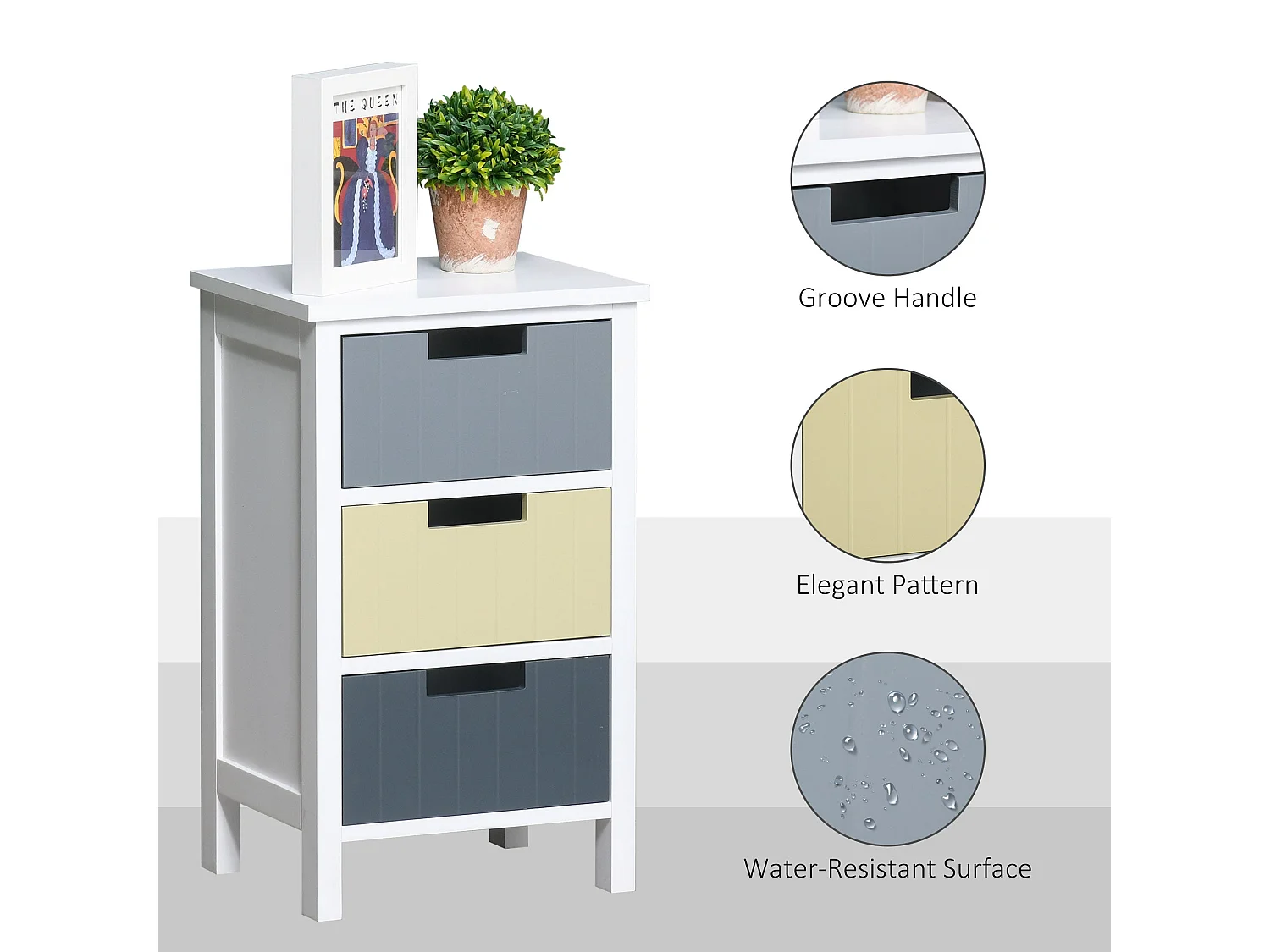 Vicoma 3 Drawer Storage Tower White Frame with Multicolour Drawers