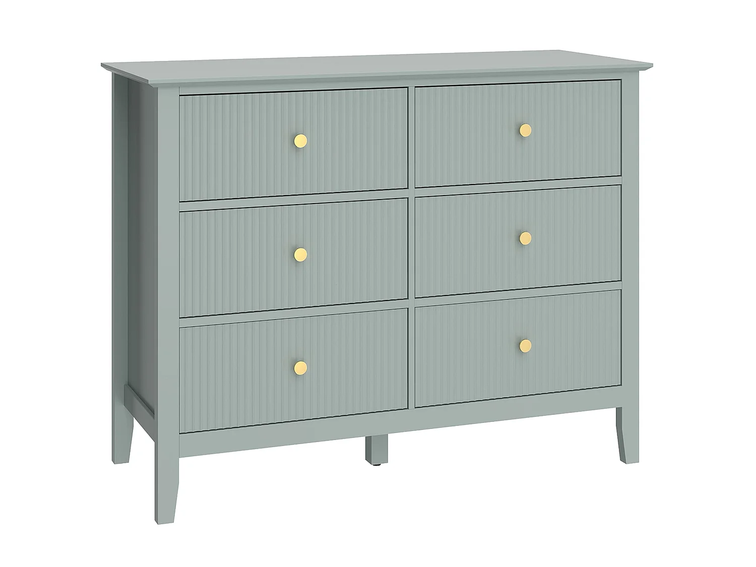 Visalo Mint Green 6 Drawer Fluted Storage Dresser