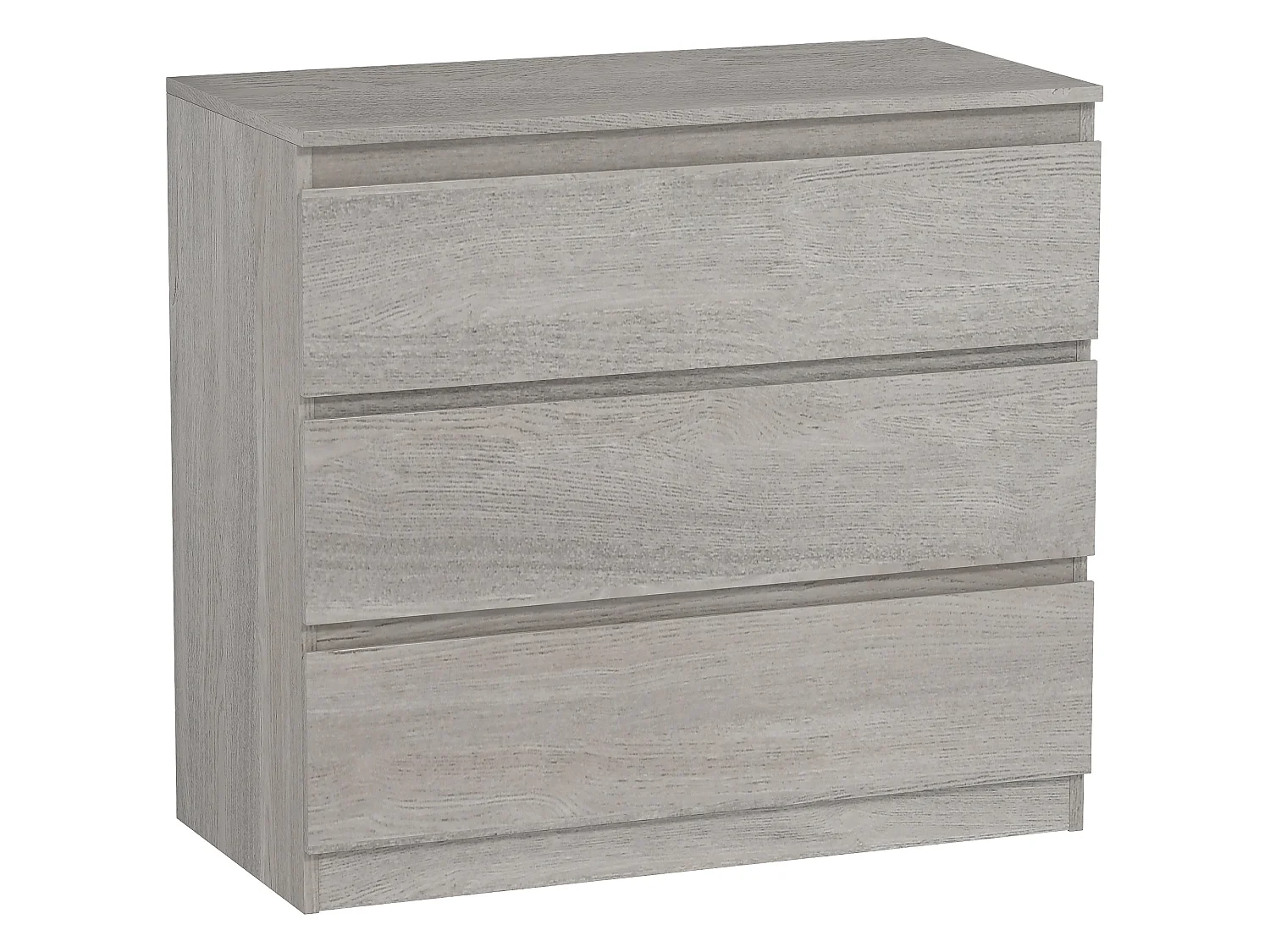 Grey Wood Effect 3 Drawer Chest of Drawers 80x39x73cm