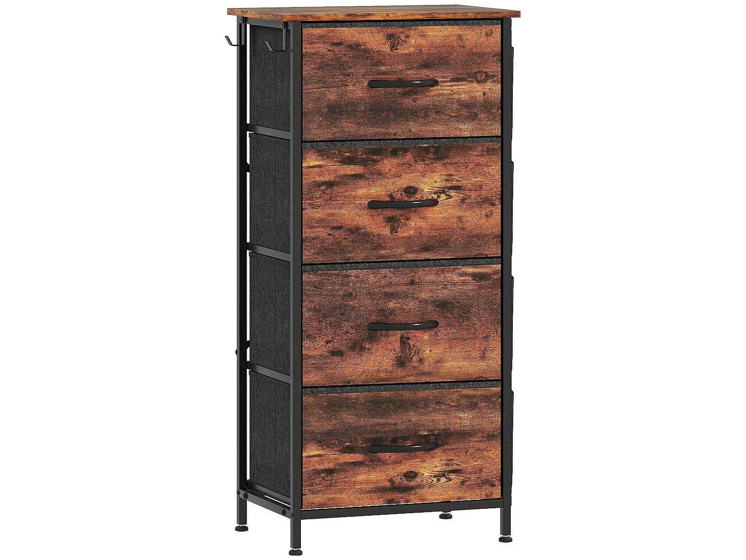 Balo Rustic Brown and Black 4 Drawer Fabric and Metal Storage Chest