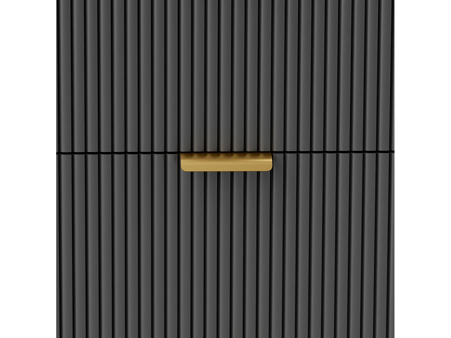 Disu Black 4 Drawer Bedside Chest with Ridged Fronts and Gold Handles