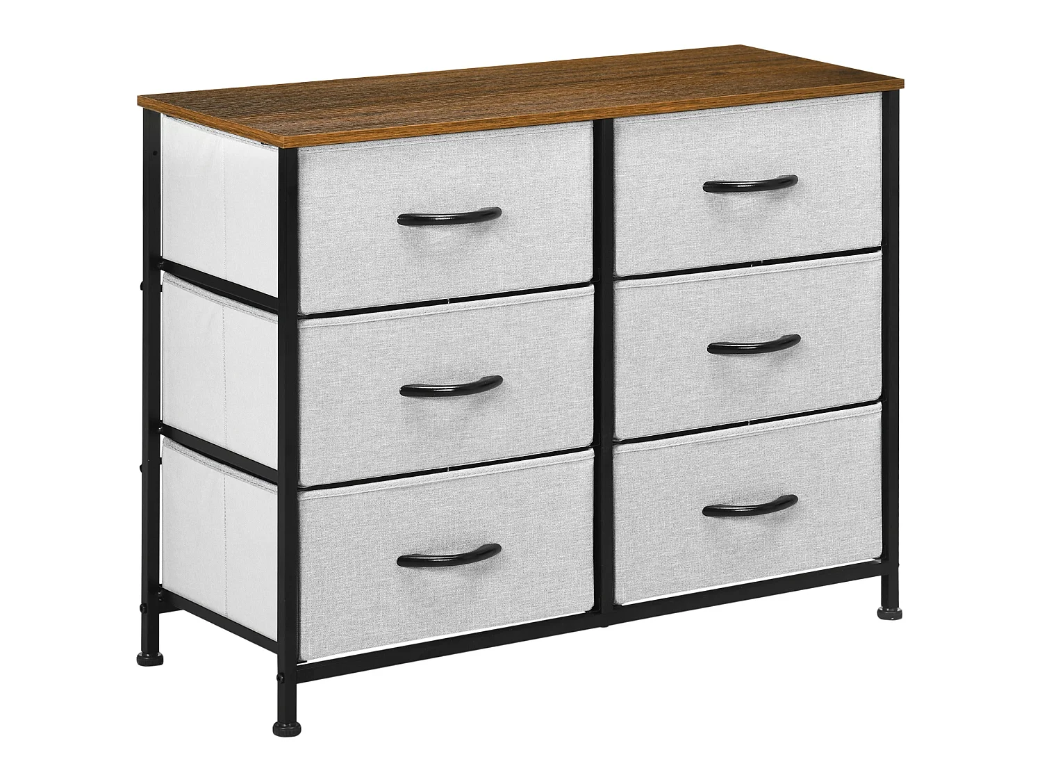 Hava 6 Drawer Industrial Fabric Chest with Steel Frame Grey Brown