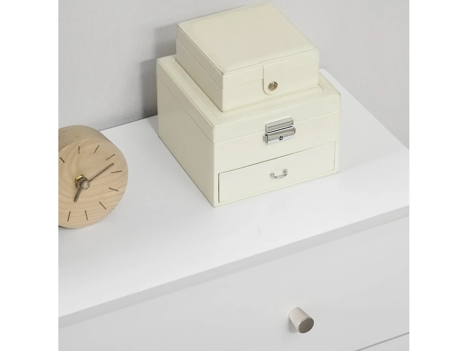 Lerosa Scandi White 3 Drawer Chest with Natural Angled Wooden Legs