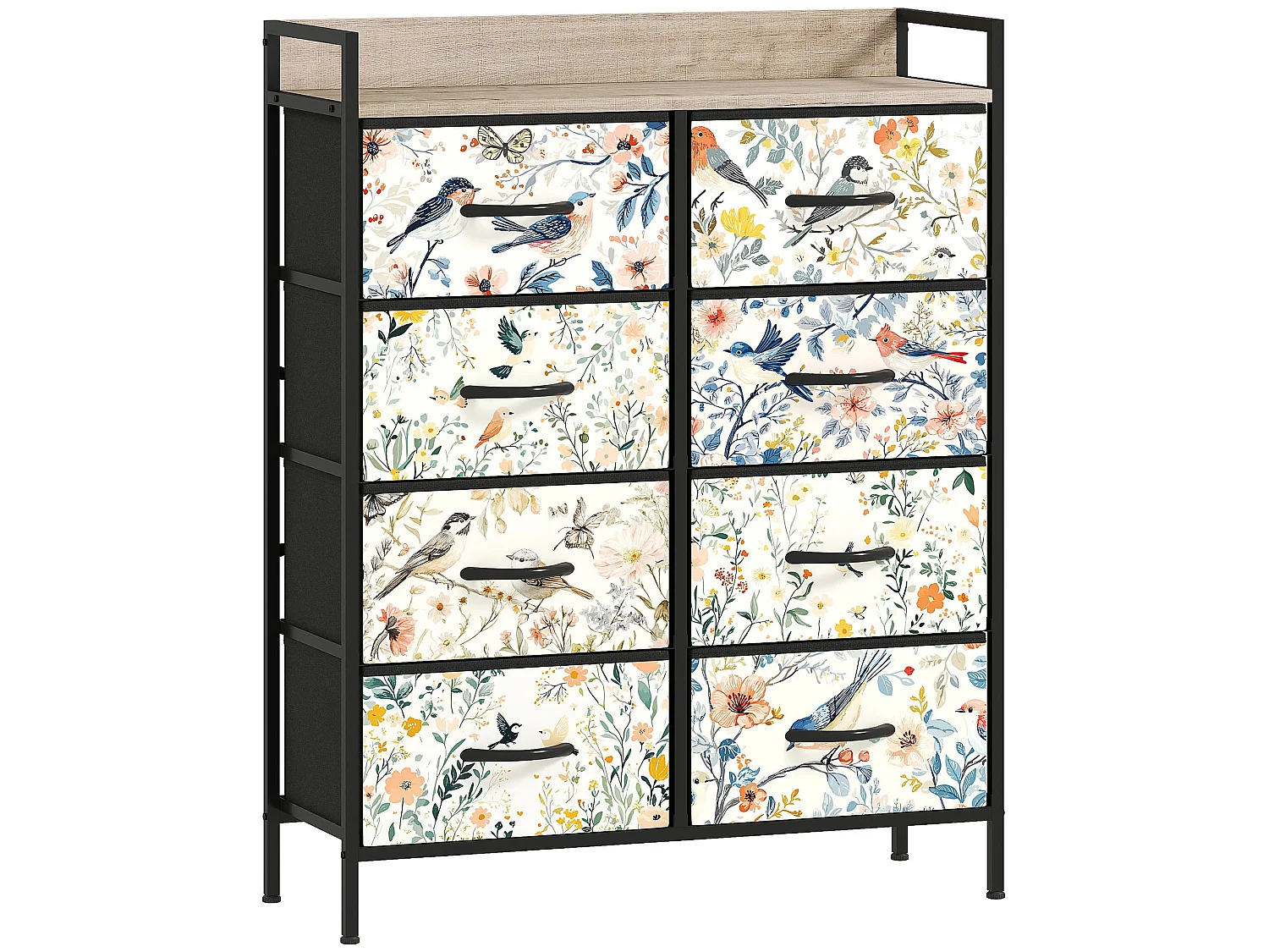 Tonona White 8 Drawer Fabric Storage Chest 79 x 29 x 101cm