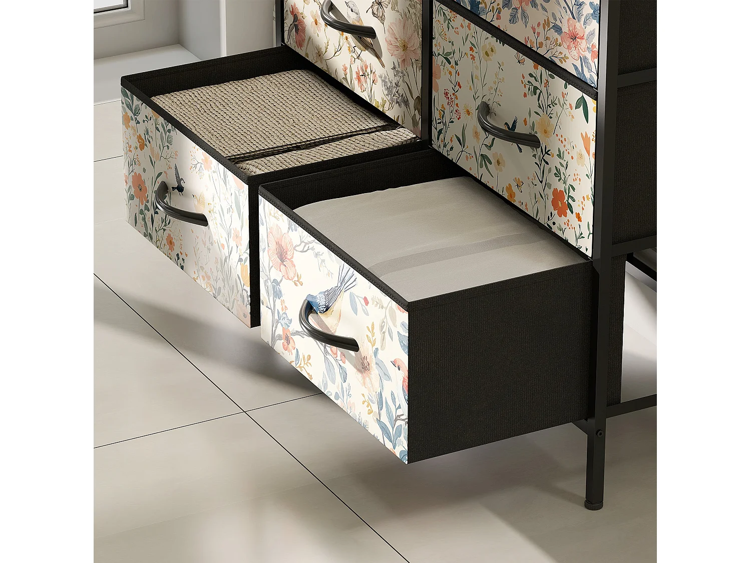 Tonona White 8 Drawer Fabric Storage Chest 79 x 29 x 101cm