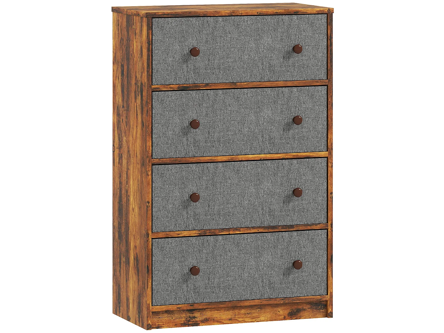 Sovise 4 Drawer Fabric Storage Dresser Grey and Rustic Brown