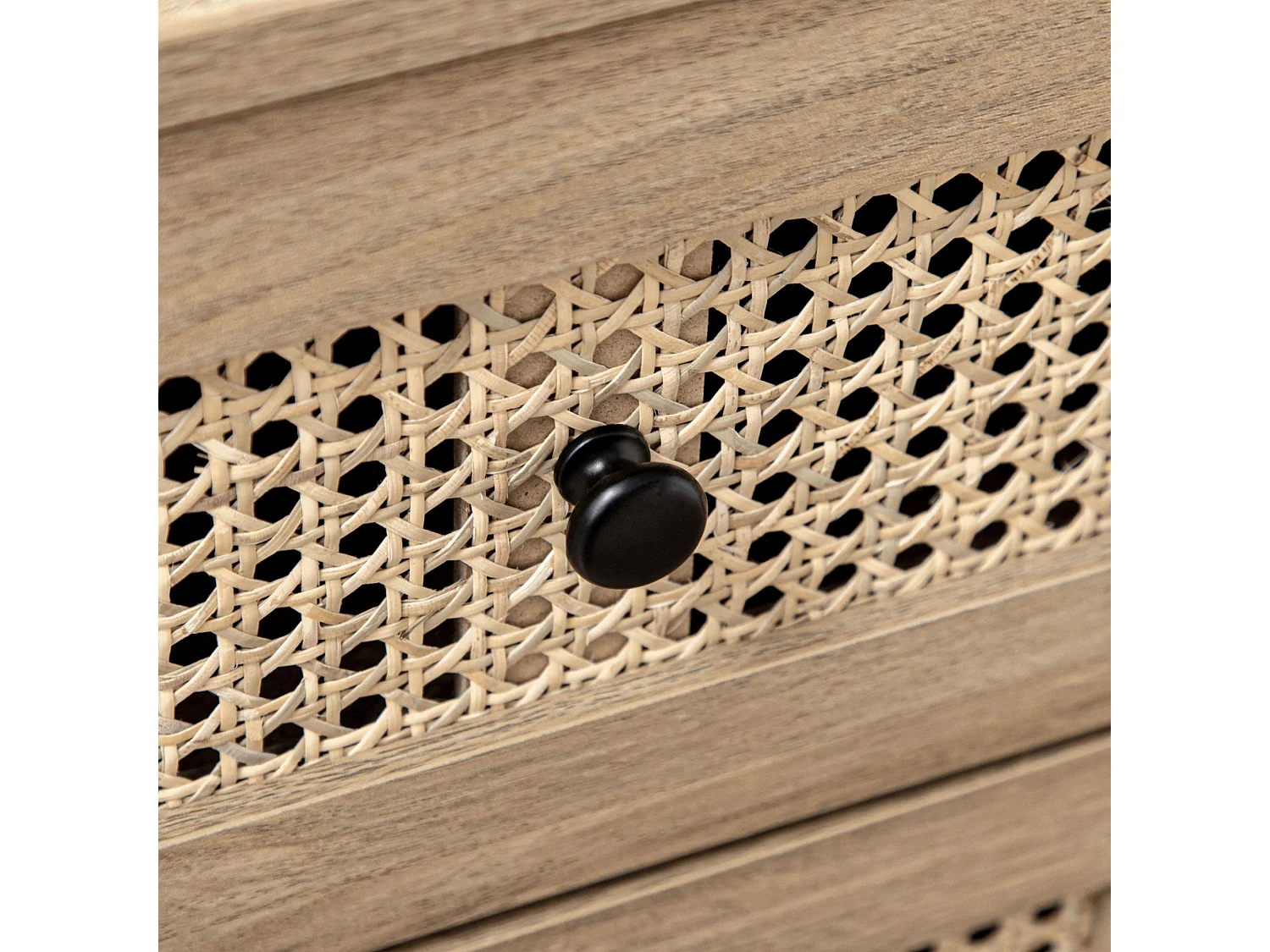 Mohetak Natural Wood Effect and Rattan 4 Drawer Chest