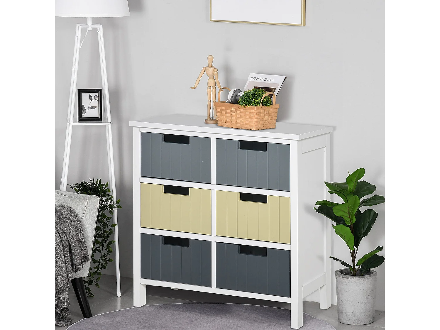 Nemo Multicolour 6 Drawer Wooden Storage Cabinet