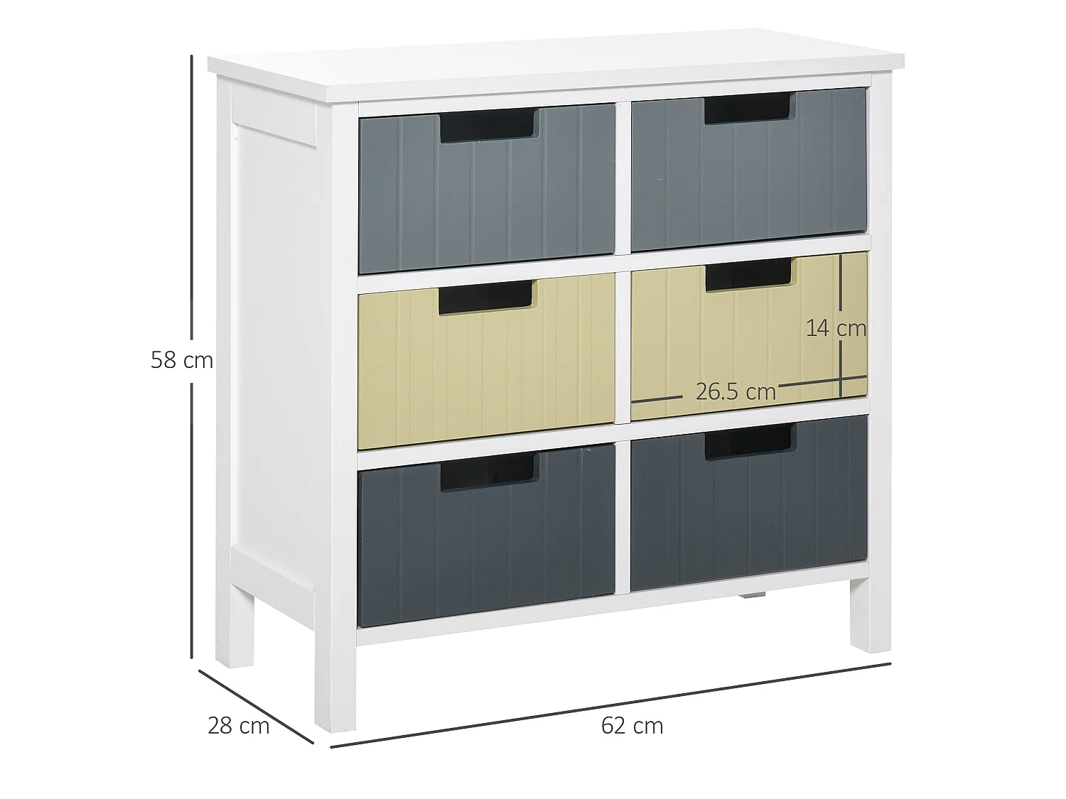 Nemo Multicolour 6 Drawer Wooden Storage Cabinet