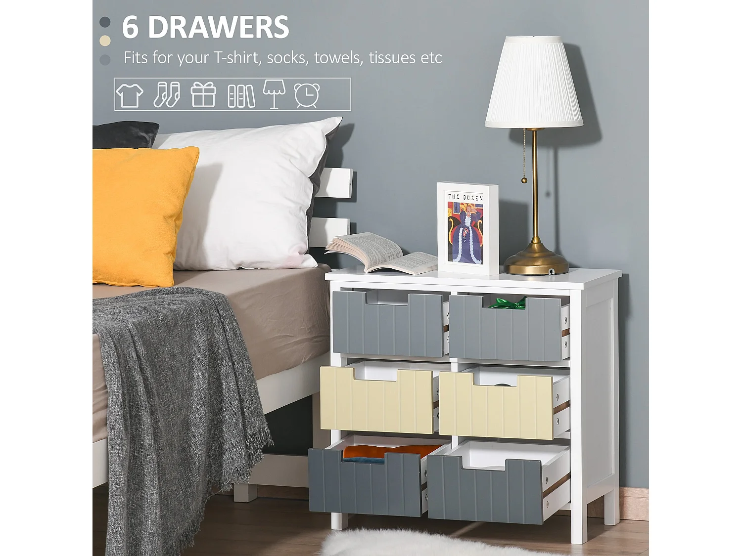 Nemo Multicolour 6 Drawer Wooden Storage Cabinet
